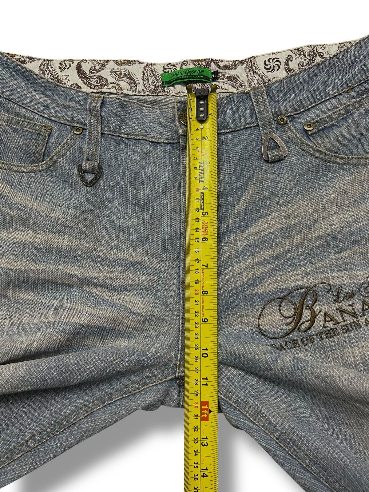 Japanese Brand Baggy Vintage 00s Banana Seven Paisley Retro Streatwear Size US 35 - 17 Thumbnail