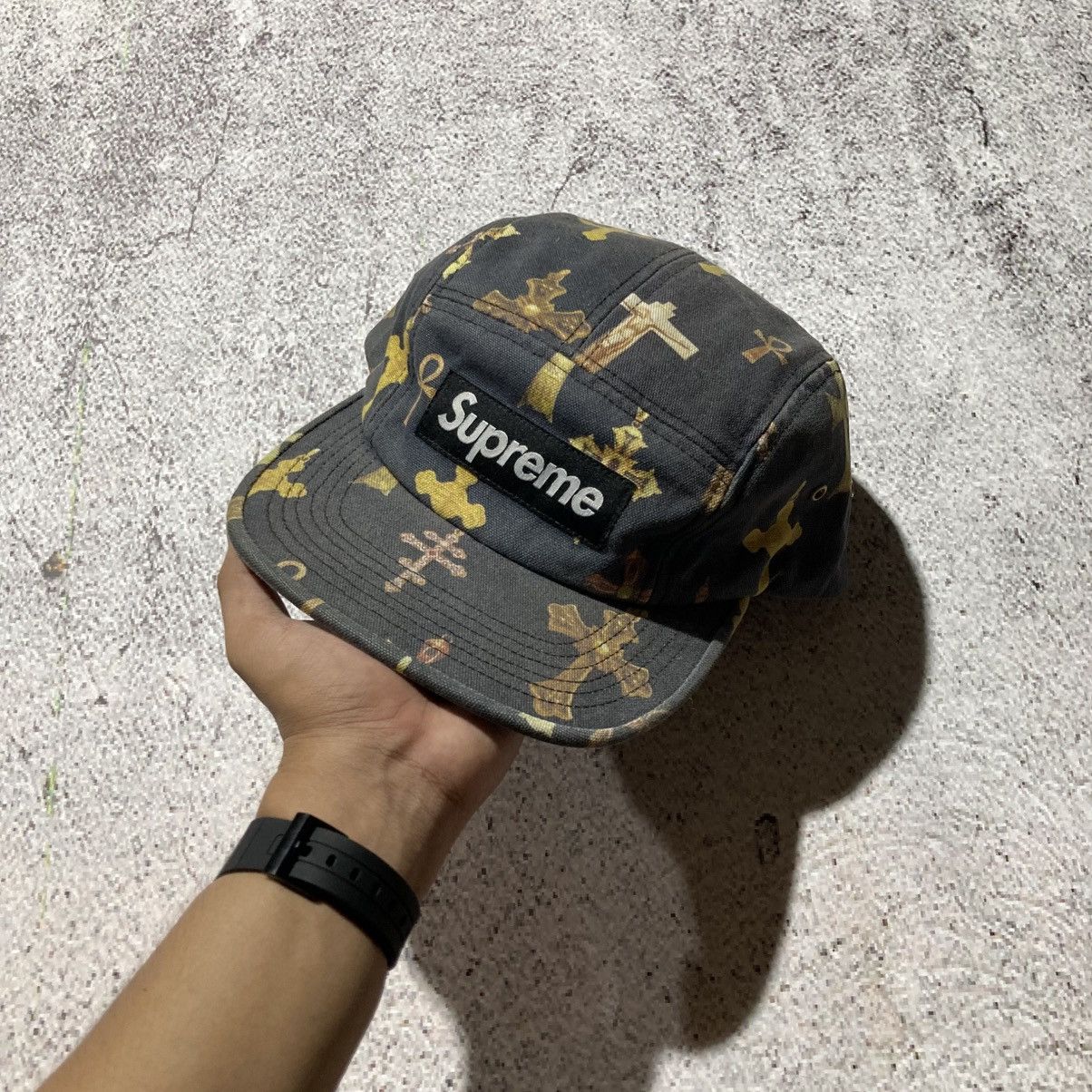 Supreme RARE🔥SS 13 Supreme Crosses Camp Cap Black Washed Size ONE SIZE - 2 Thumbnail