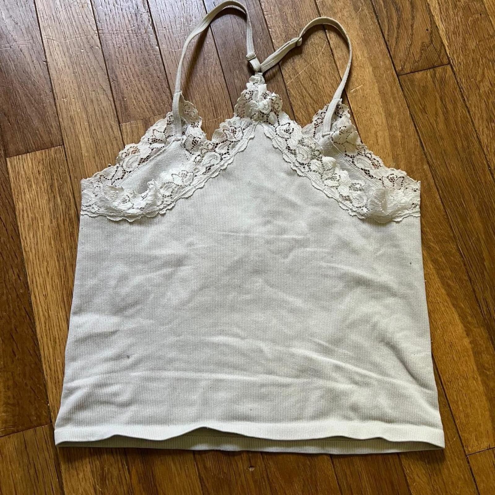 Other White lace trim cami top with adjustable straps Size S / US 4 / IT 40 - 6 Thumbnail