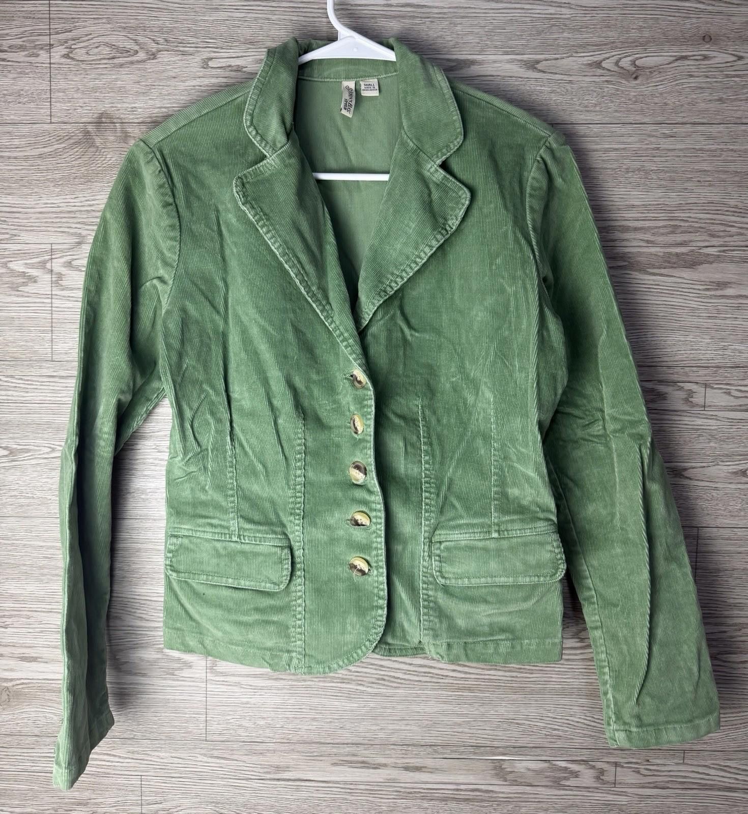 St. Johns Bay St Johns Bay Womens S Blazer Jacket Green Pinstripe Size S / US 4 / IT 40 - 6 Thumbnail