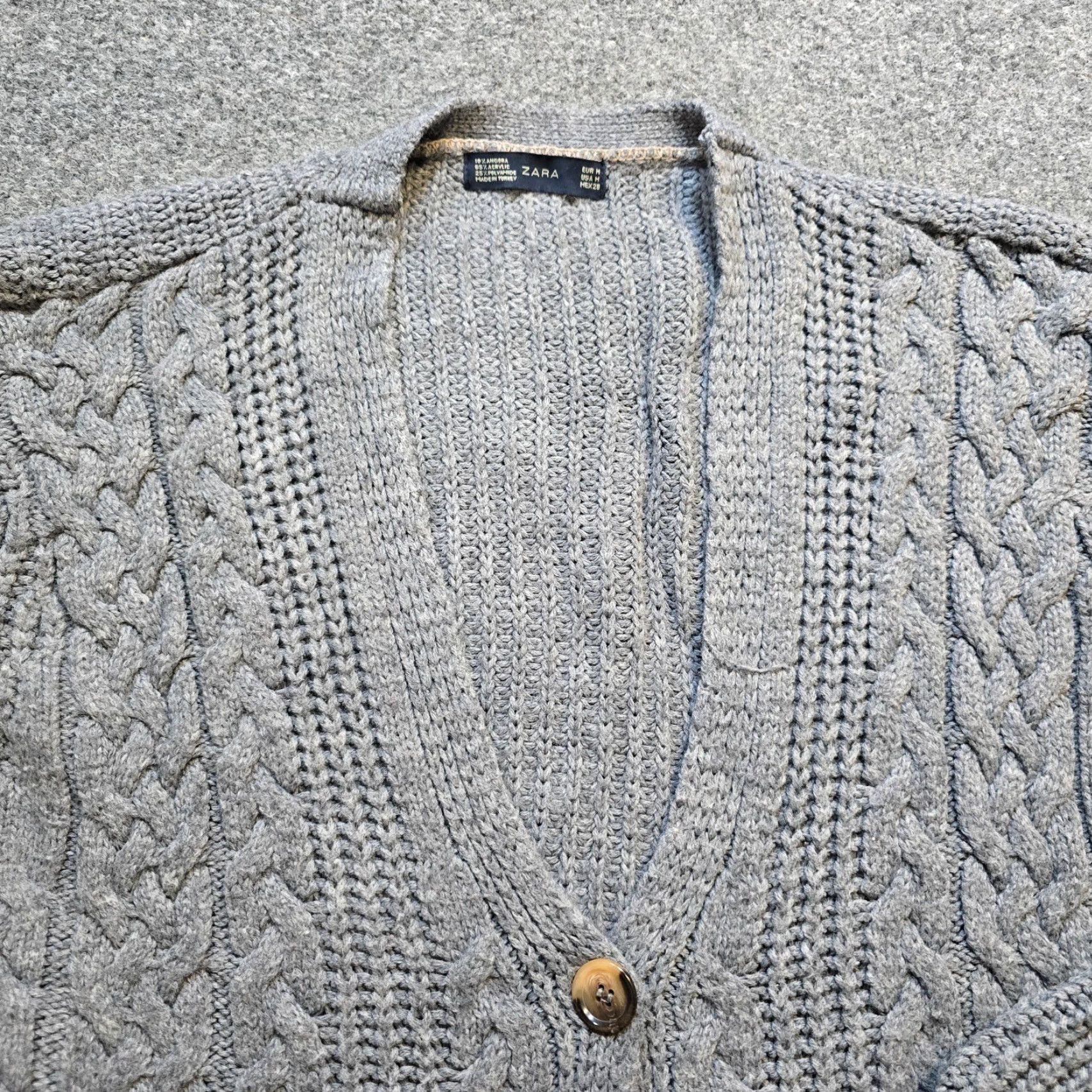 Zara Zara Sweater Cardigan Womens Size Medium Gray Cable-Knit Angora Casual Grandma Size M / US 6-8 / IT 42-44 - 2 Thumbnail