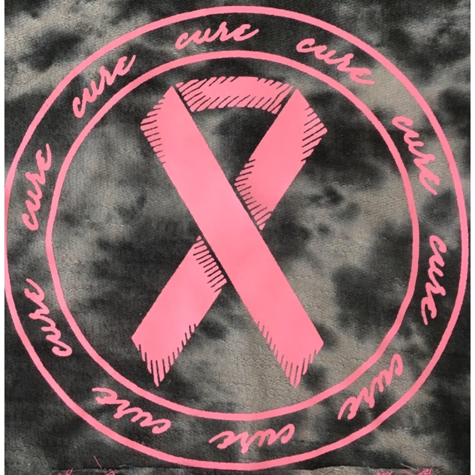Olive LIVE BREATHE FIGHT Hoodie Women's Gray Tie Dye Pink Ribbon Cancer Awareness M Regular, Hooded, Athleisure Size M / US 6-8 / IT 42-44 - 2 Thumbnail
