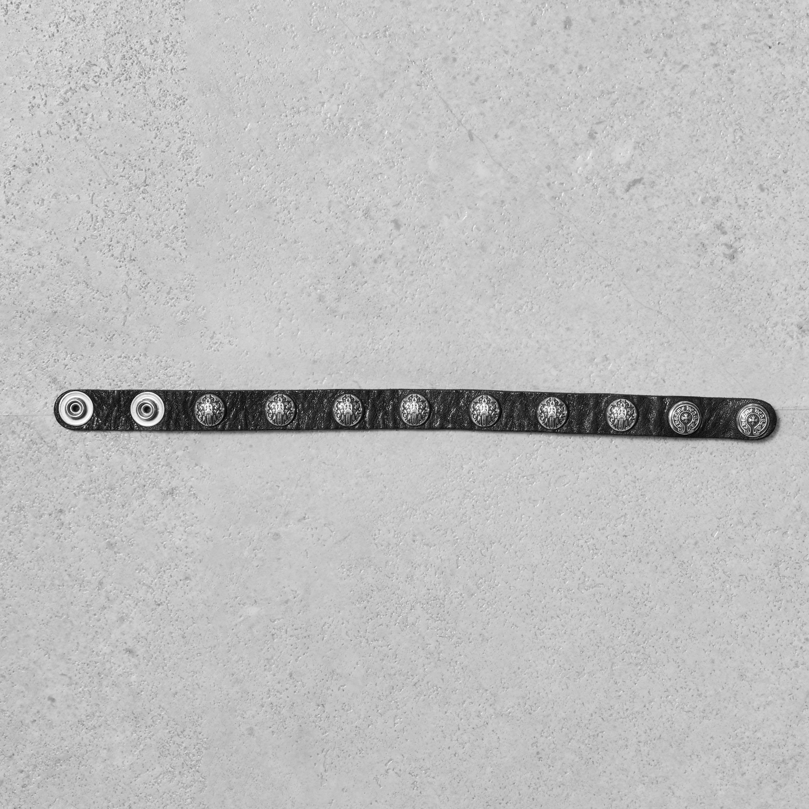 Chrome Hearts CHROME HEARTS 2 Button 2 Snap Bracelet Cross Black Leather Size ONE SIZE - 1 Thumbnail