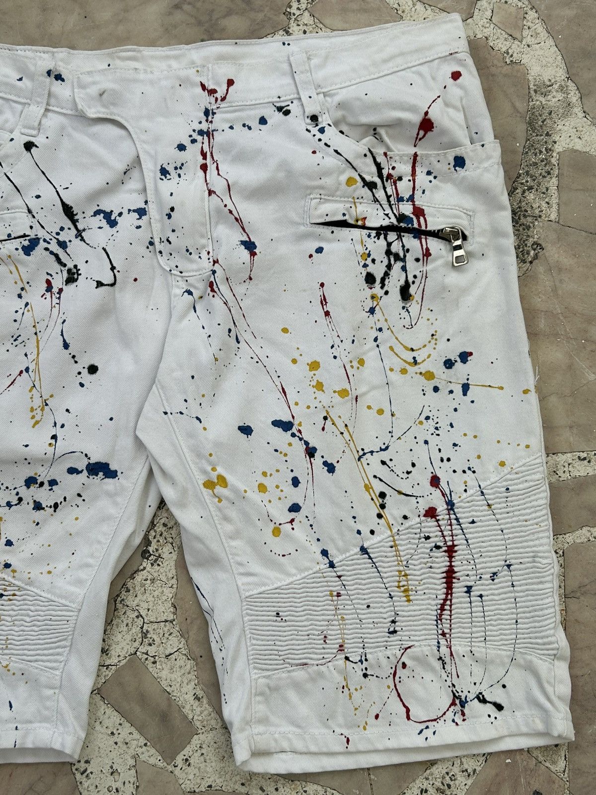 Balmain Balmain Vintage 90s Paint Splatter Shorts Size US 34 / EU 50 - 4 Thumbnail