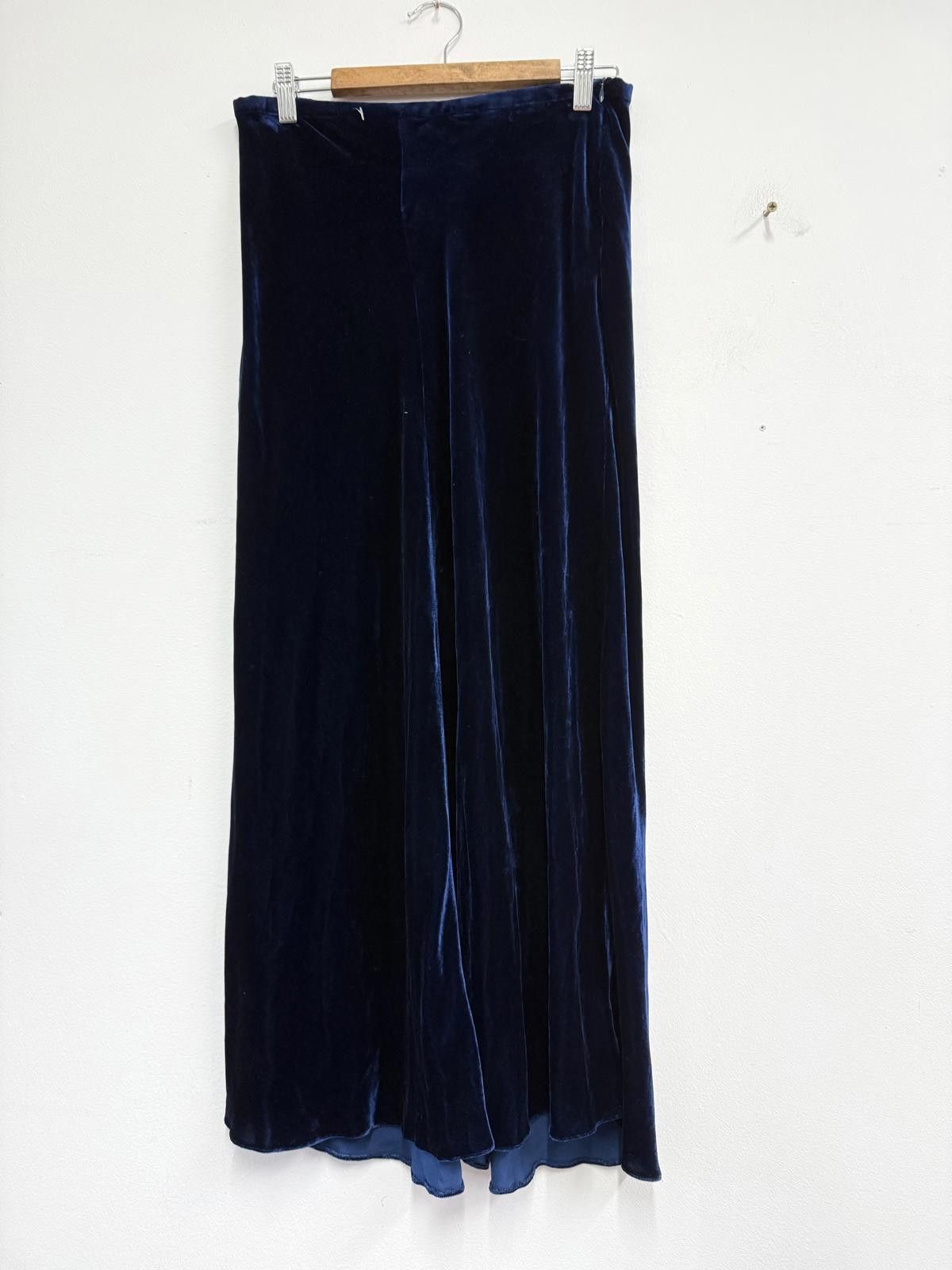 Zara Zara Navy Blue Velvet Wide Leg Trousers Size S Size 28" / US 6 / IT 42 - 1 Thumbnail