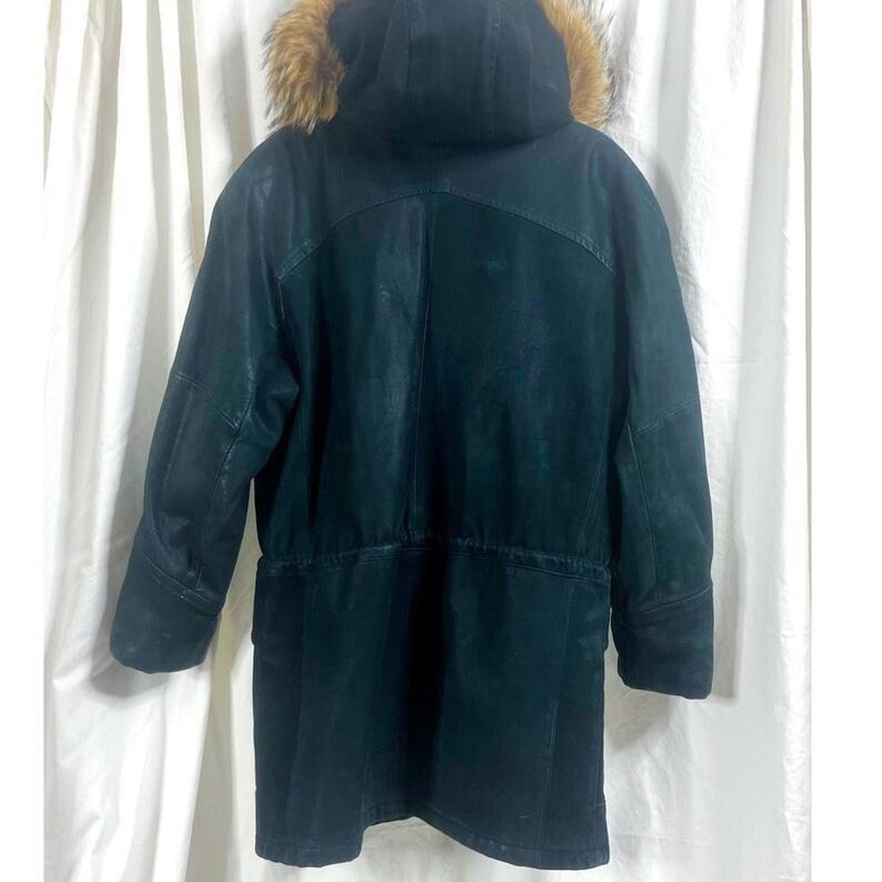 Other VTG 90s Black Leather Coyote Fur Hood Cargo Parka sz L Size US L / EU 52-54 / 3 - 5 Thumbnail