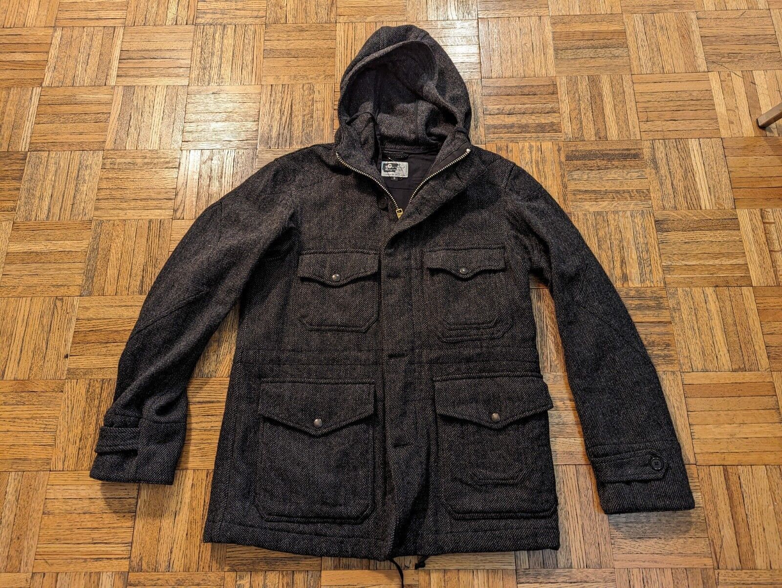 image of Engineered Garments Hooded Coat, Made In Usa in Dark Gray, Men's (Size Small)