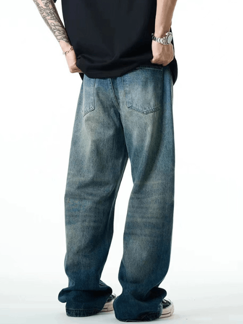 Japanese Brand × Jean Blue washed distressed men's loose casual jeans Size US 34 / EU 50 - 4 Thumbnail