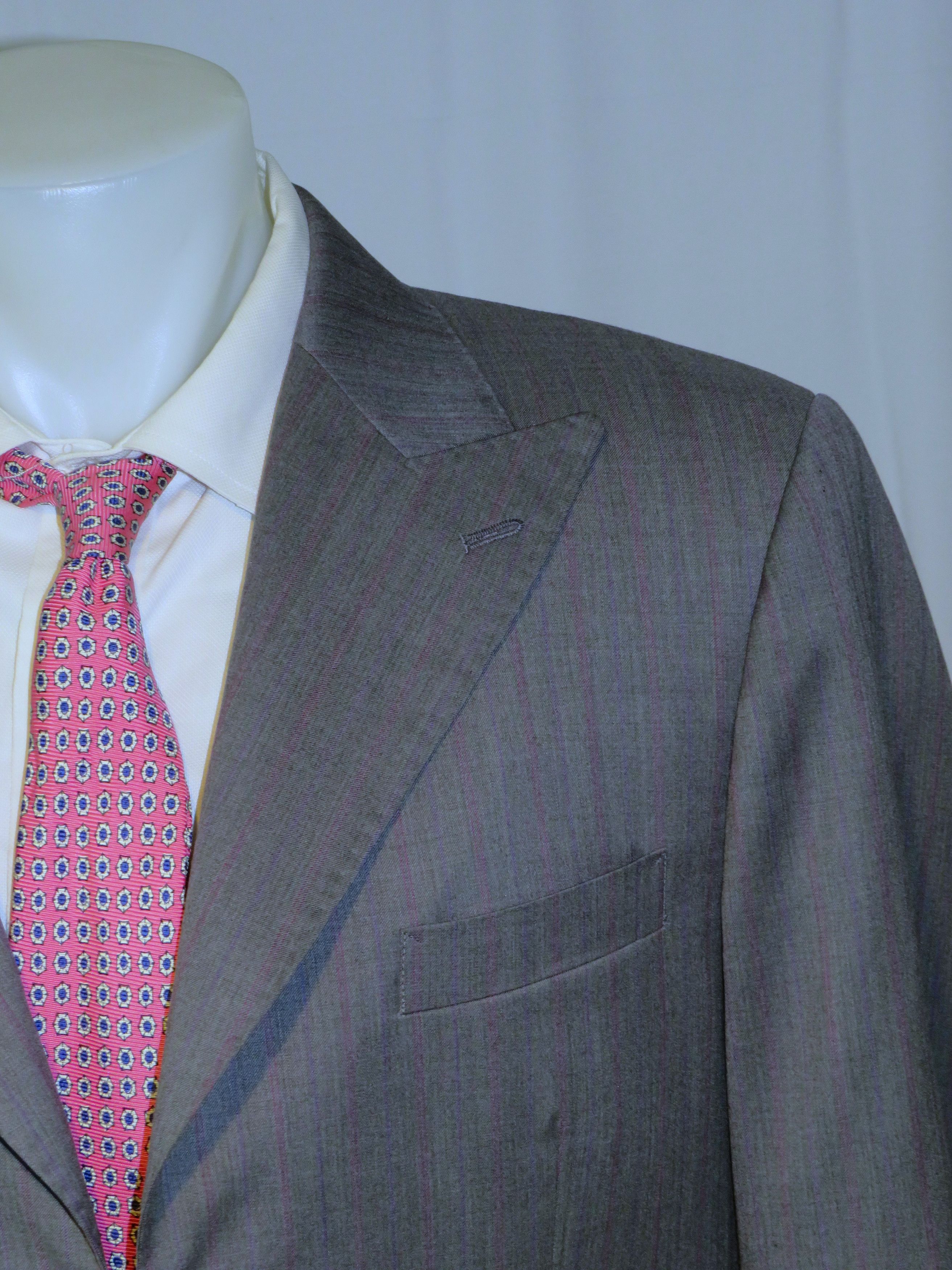 Other Morroni Custom Tailoring Gray Striped Three Button Suit 40L Size 40L - 5 Thumbnail