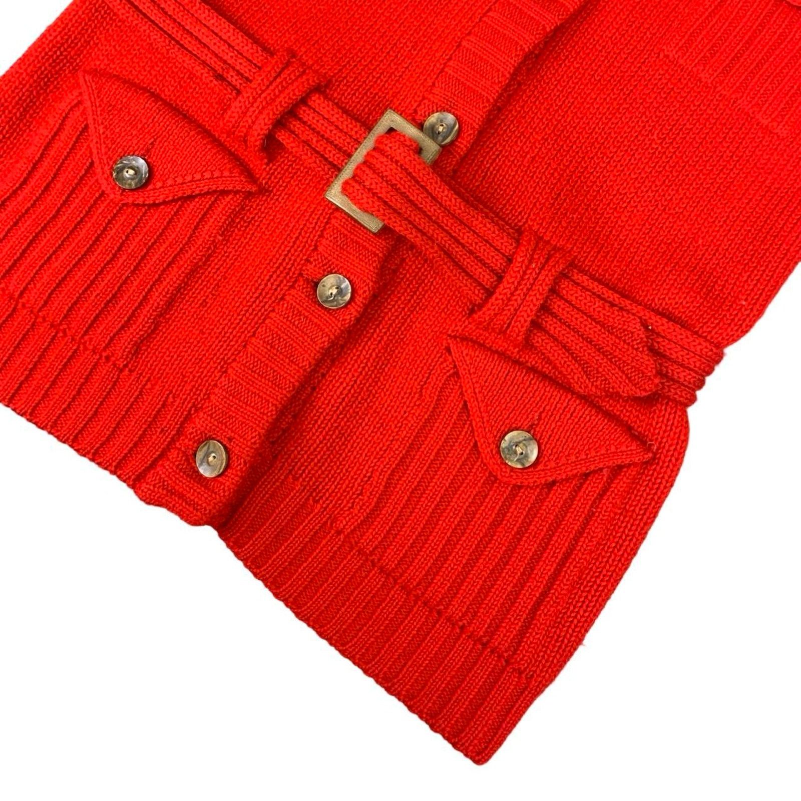 Vintage Vintage 60s Knit Wool Cardigan Coquette Retro Mini Dress Size L / US 10 / IT 46 - 3 Thumbnail