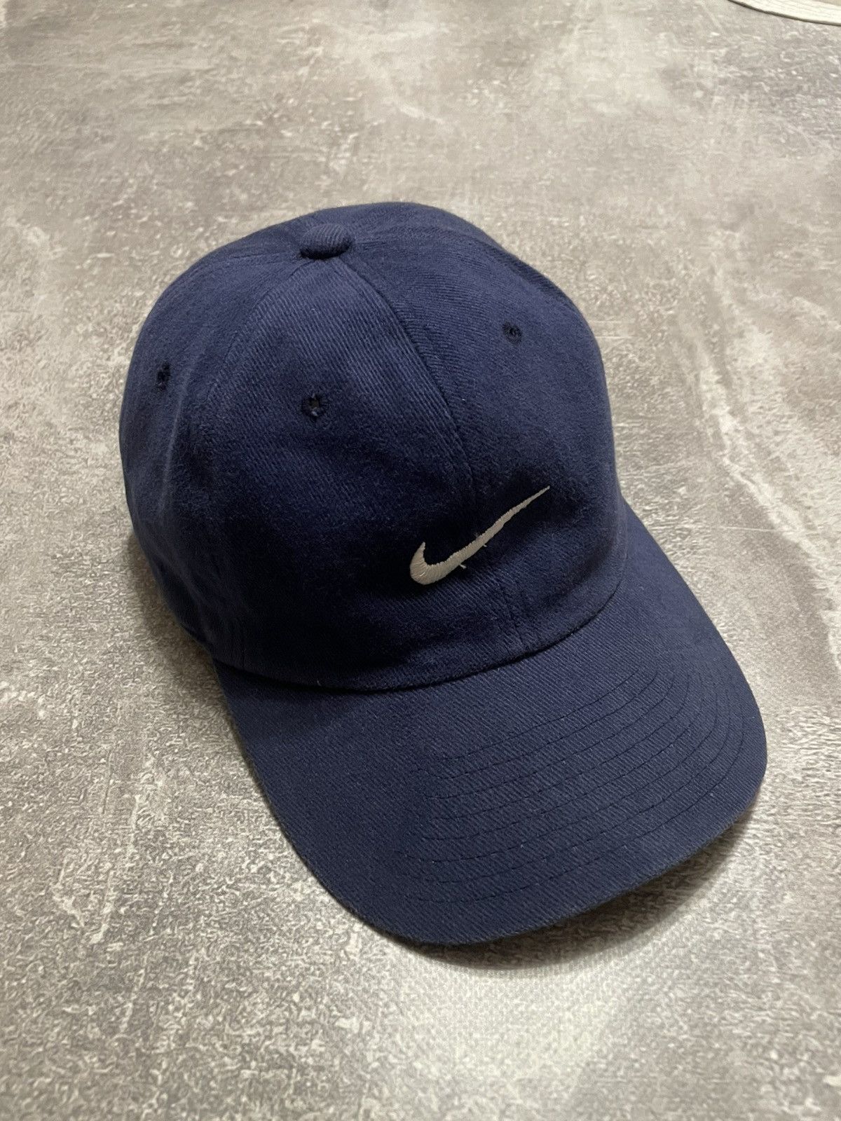 Nike × Vintage Vintage Nike Swoosh Logo Navy Blue Y2K Cap 90s Size ONE SIZE - 1 Thumbnail