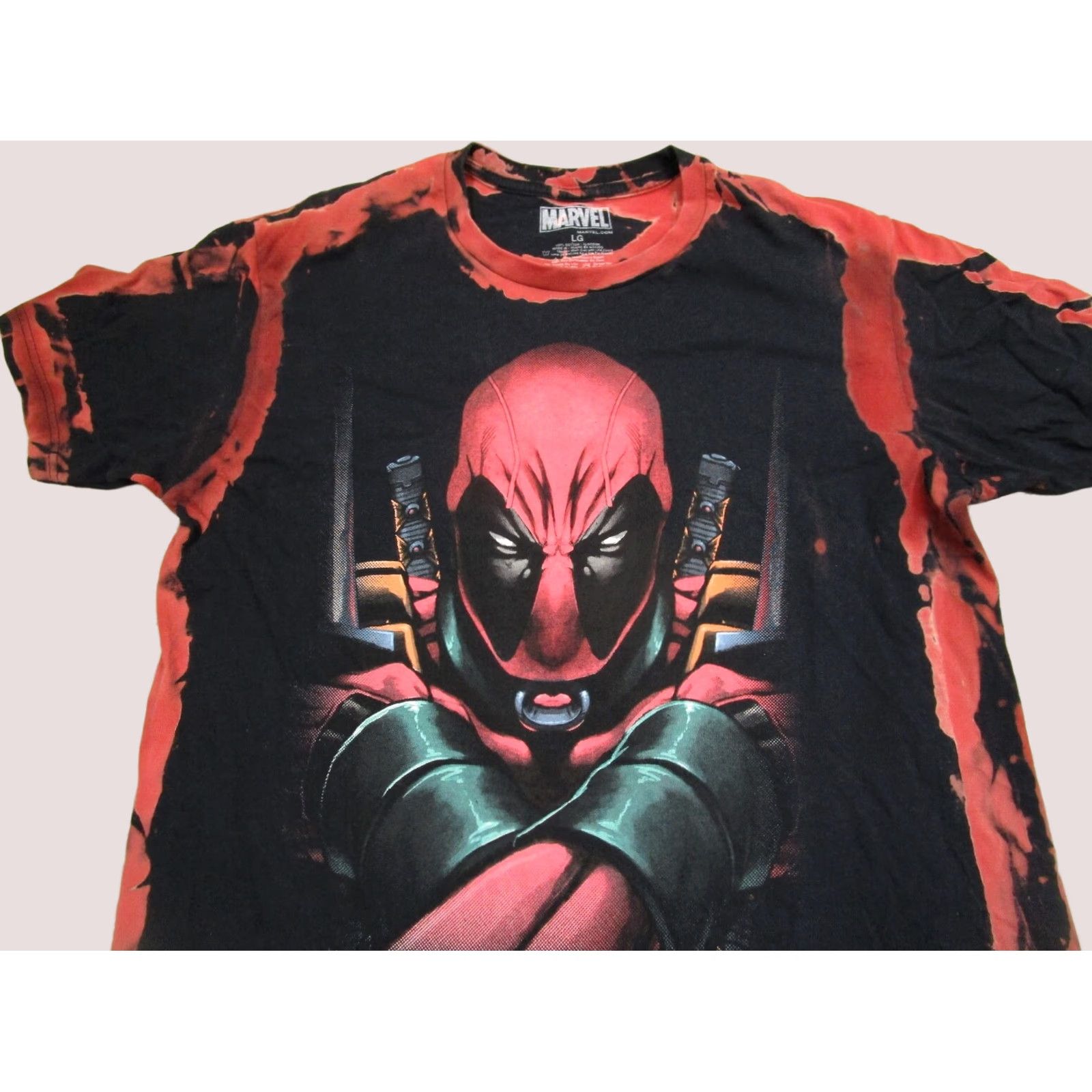 Vintage Marvel Deadpool Shirt Men L Black Red Mad Engine Tie Dye Comic Movie Graphic Size US L / EU 52-54 / 3 - 1 Thumbnail