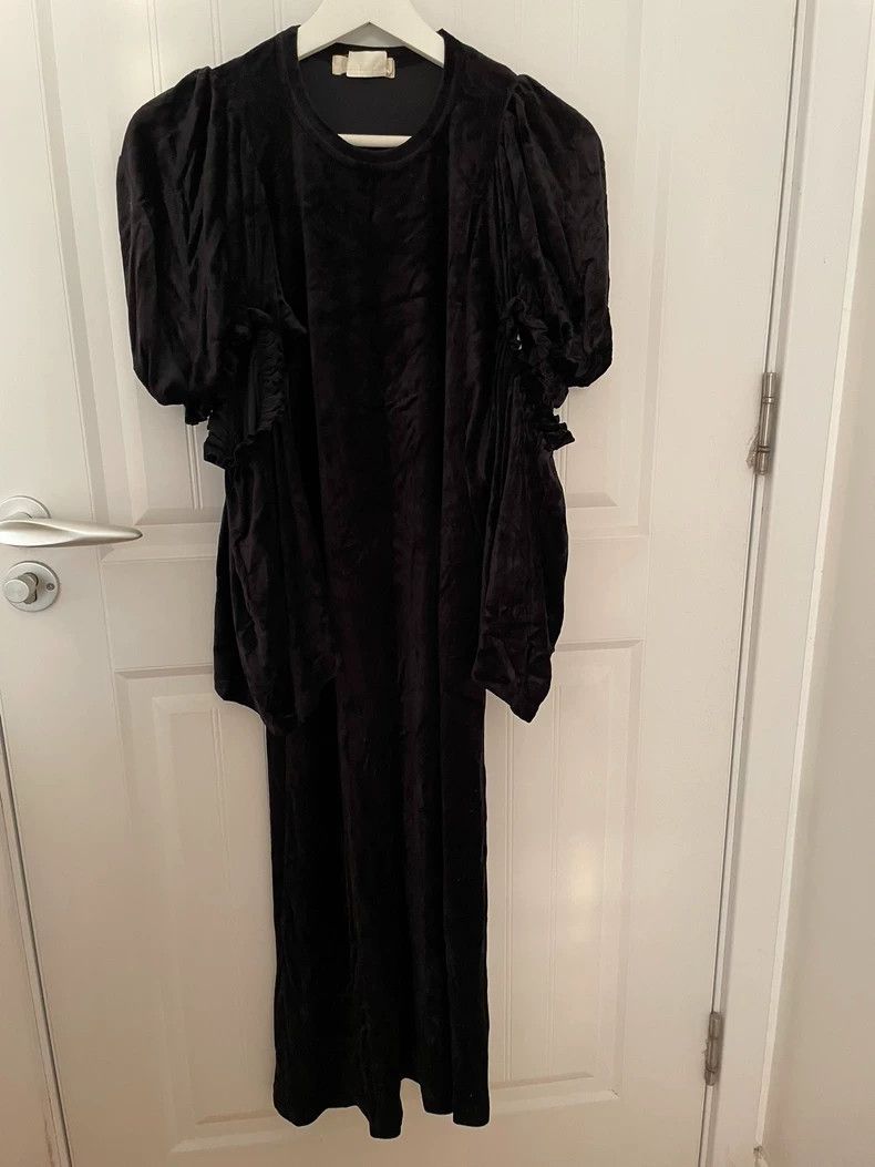 Comme des Garcons Black Velvet Dress with Puff Sleeves- DMC Size US XS / EU 42 / 0 - 1 Thumbnail