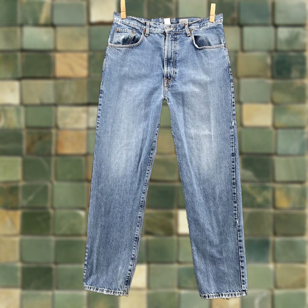 VINTAGE Lucky Brand Jeans 32x31 Dungaree Slim USA Denim 90's Streetwear Jeans Mens Blue Slim 32 in 5-Pocket Design USA Cowboy Western Workwear