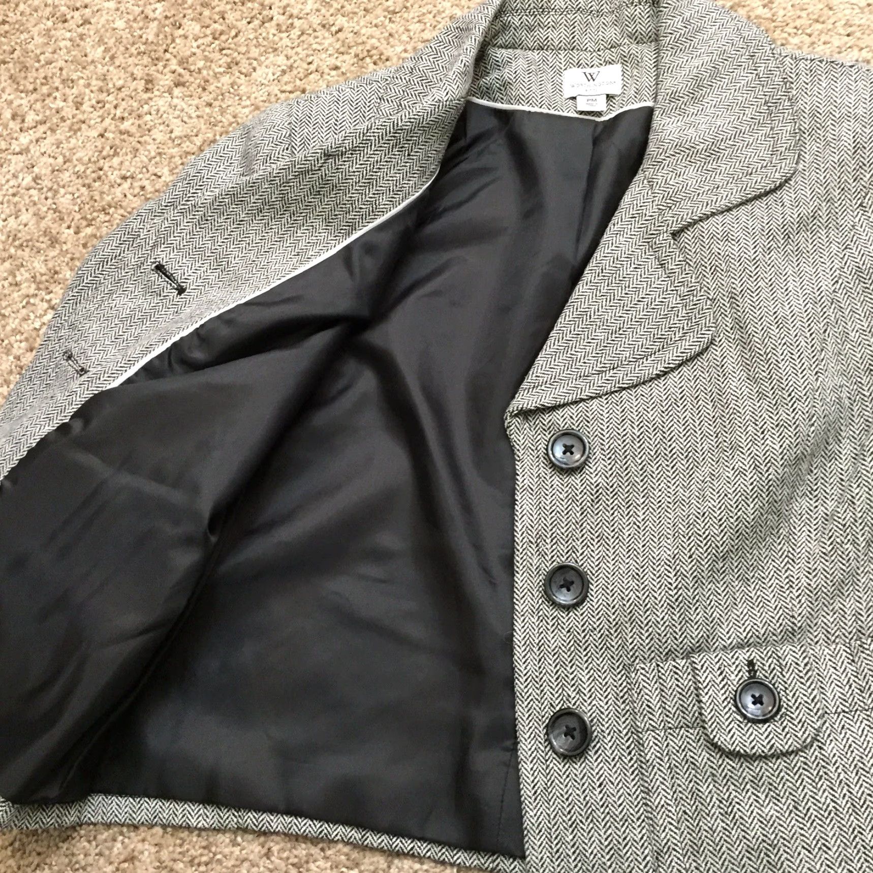 Vintage Worthington Blazer Petite Jacket Black White Herringbone Wool Blend PM Petite Women Wool Blend Lining/Outer Shell Business Short Jacket Closure Button Size M / US 6-8 / IT 42-44 - 6 Thumbnail