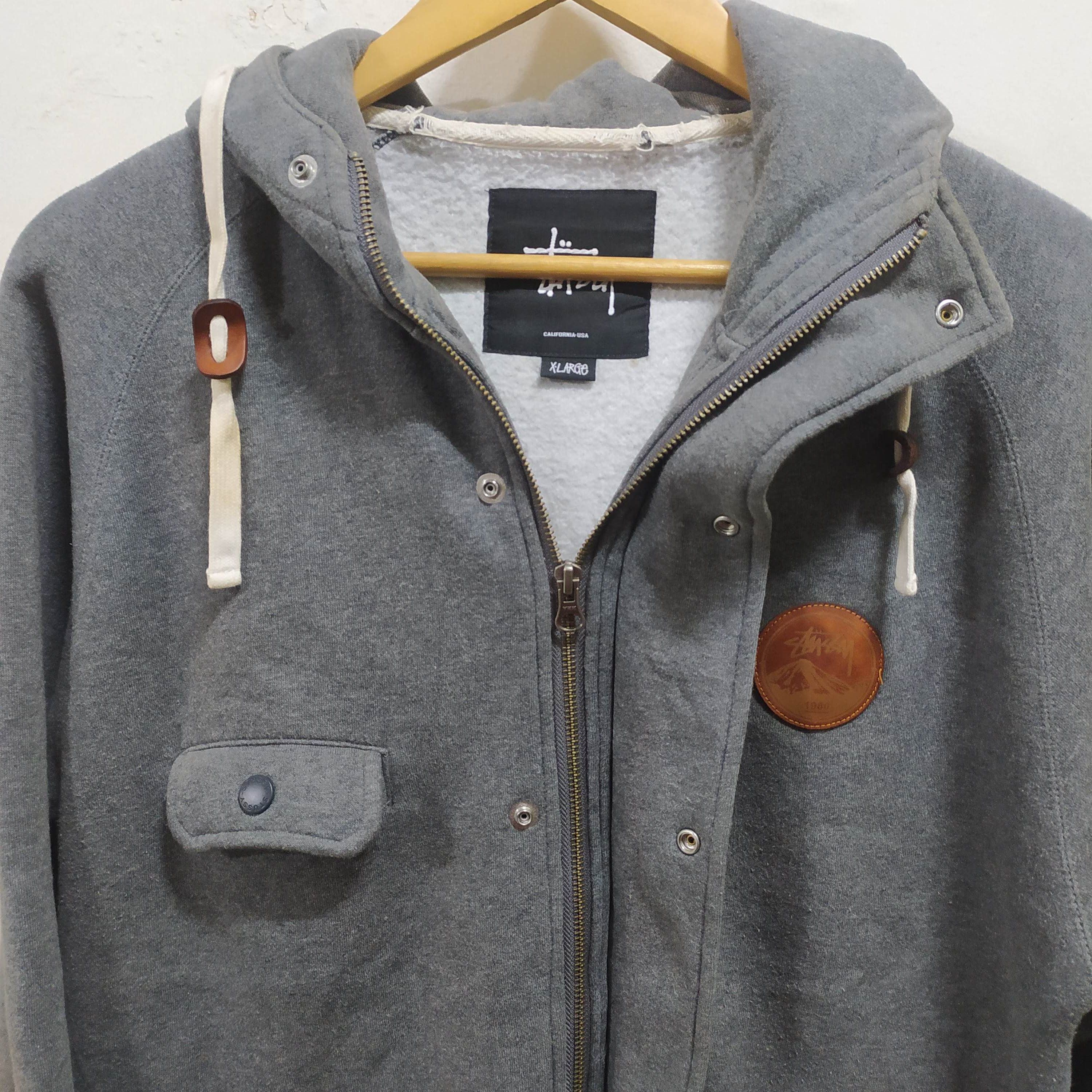 Stussy Stussy Y2K 00's Leather Patch Sweat Hood Parka Jacket Size US XL / EU 56 / 4 - 7 Thumbnail