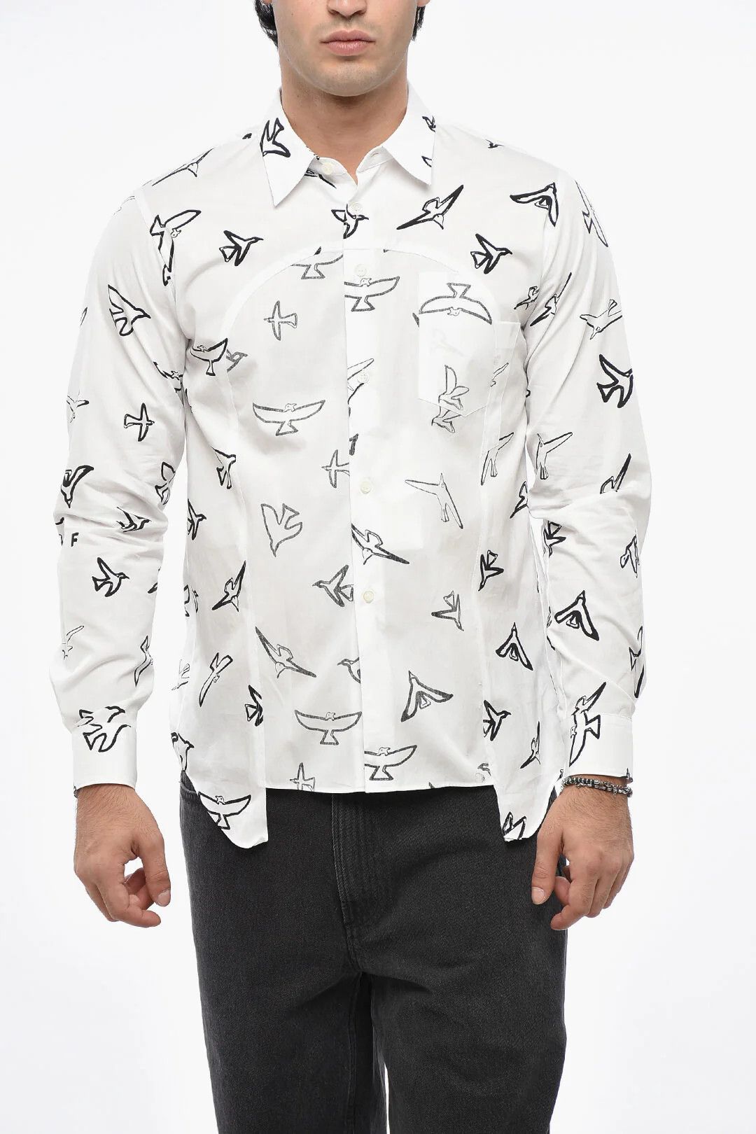 Comme des Garcons og1mm0426 Printed Shirt in White Size US S / EU 44-46 / 1 - 1 Thumbnail