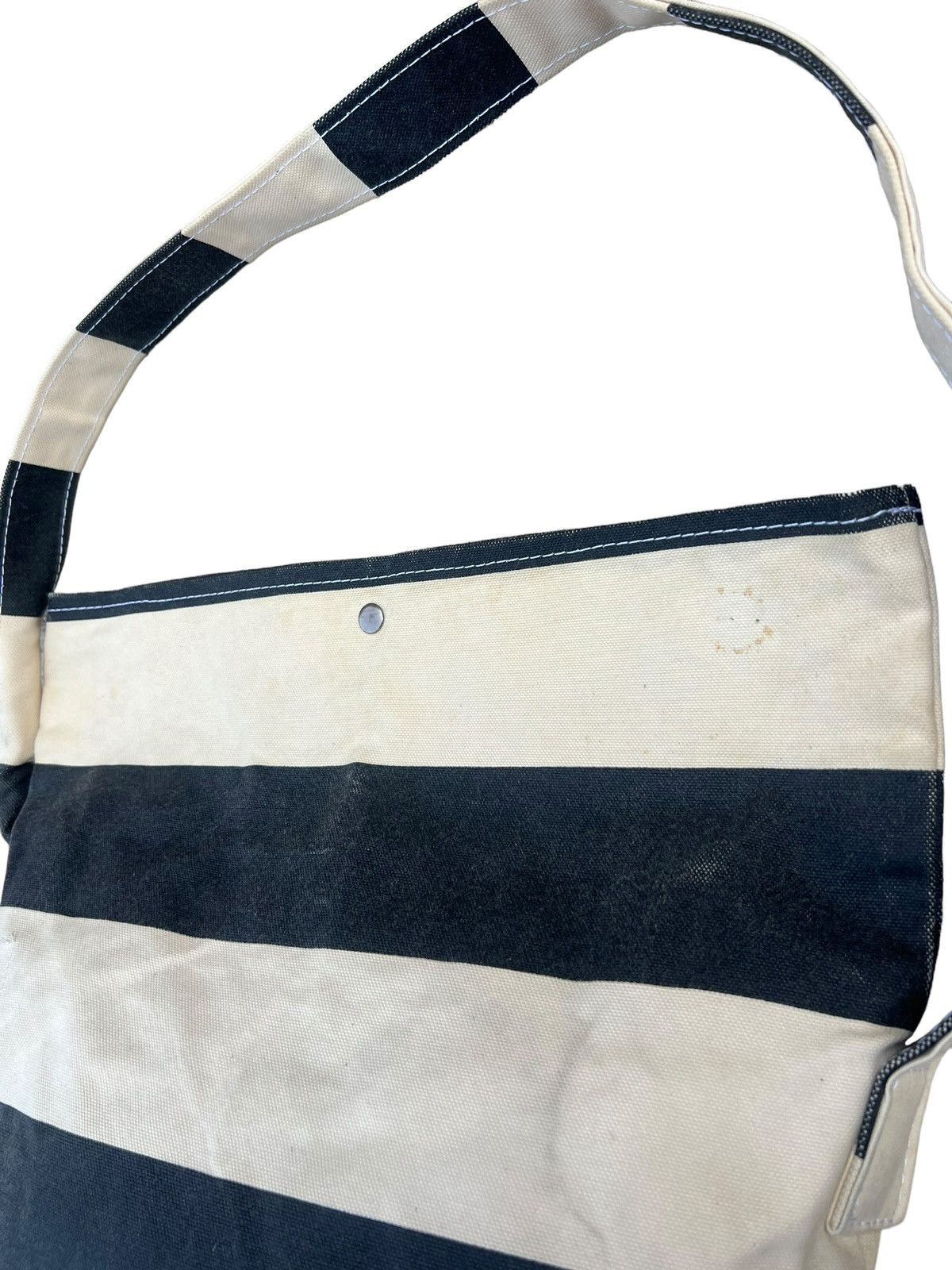 Vintage TEMBEA Japan Border Striped Waxed Canvas Cotton Bag Size ONE SIZE - 7 Thumbnail