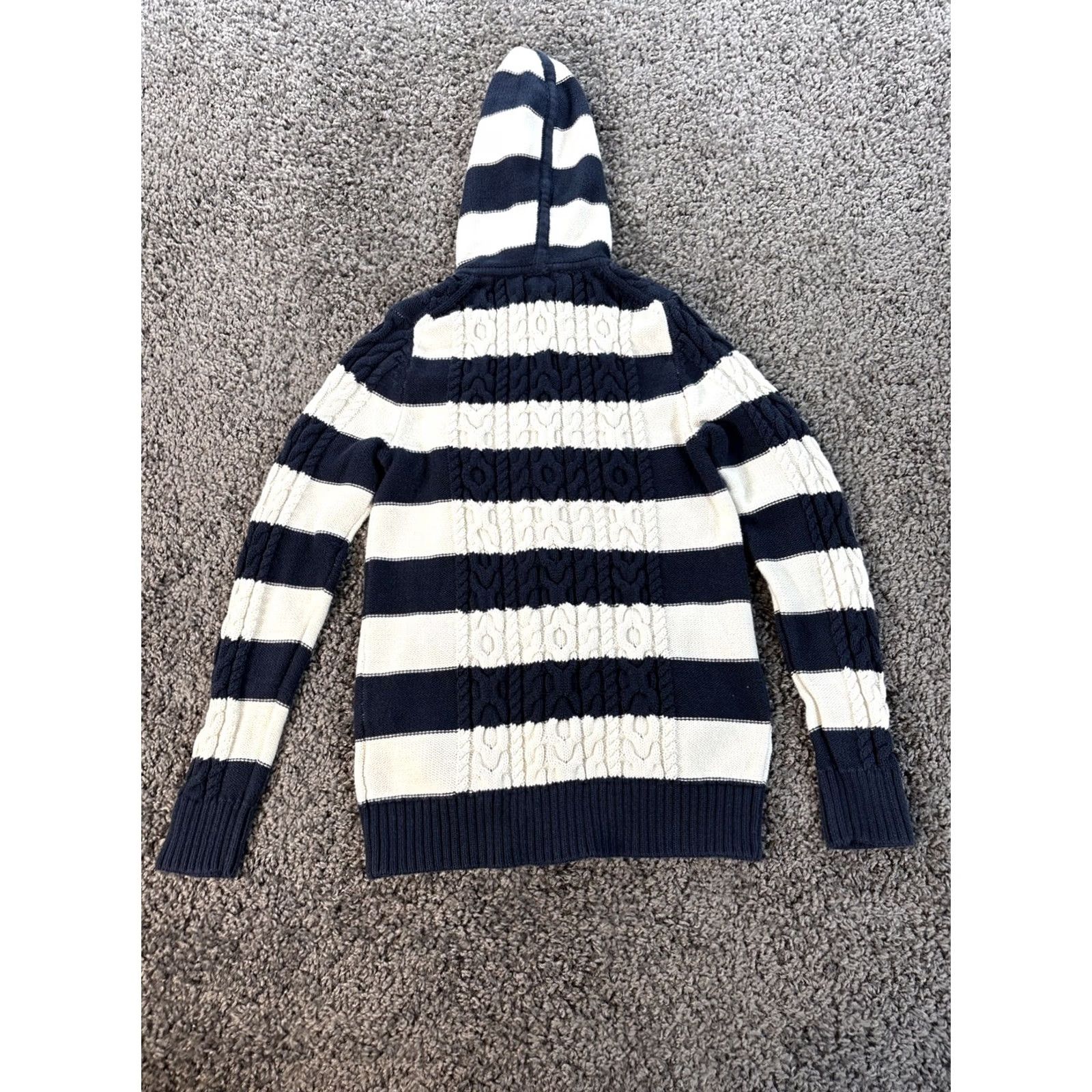 Vintage VINTAGE LL Bean Cardigan Sweater Womens XS Hooded Striped Chunky-Knit Blue Crew Neck Long Sleeve Cotton Regular Size Womens XS Size XS / US 0-2 / IT 36-38 - 6 Thumbnail