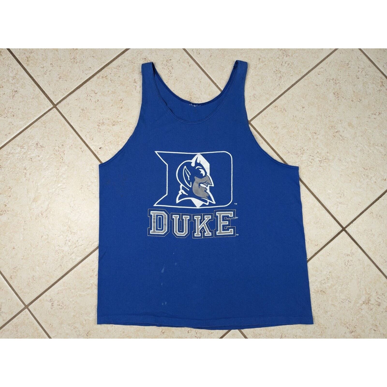 Hanes Vtg Duke Blue Devils Big Logo College Tank Top Shirt XXL 2XL Size US XXL / EU 58 / 5 - 1 Thumbnail