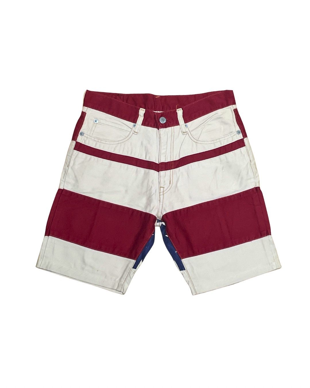 Japanese Brand hysteric glamour "A-Line" Striped Punk-Style Denim Shorts Size 28" / US 6 / IT 42 - 1 Thumbnail