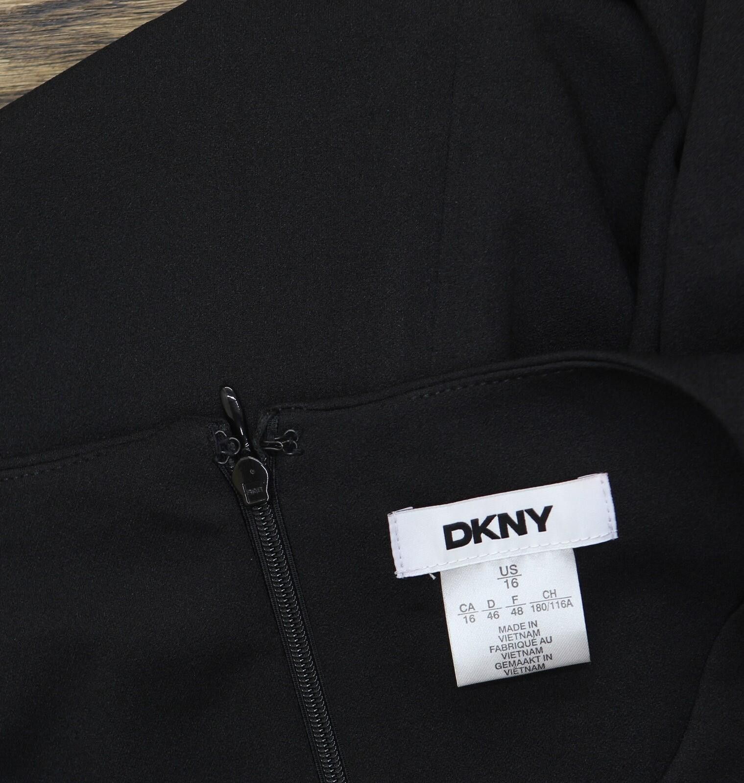 DKNY Nwt Dkny Womens Leather Detail Flare Dress Dd3j1489 Black 16 Size XXL / US 16-18 / IT 52-54 - 4 Thumbnail