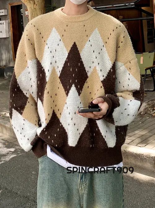 VIBE Argyle Graphic Knit Sweater Size US M / EU 48-50 / 2 - 7 Thumbnail