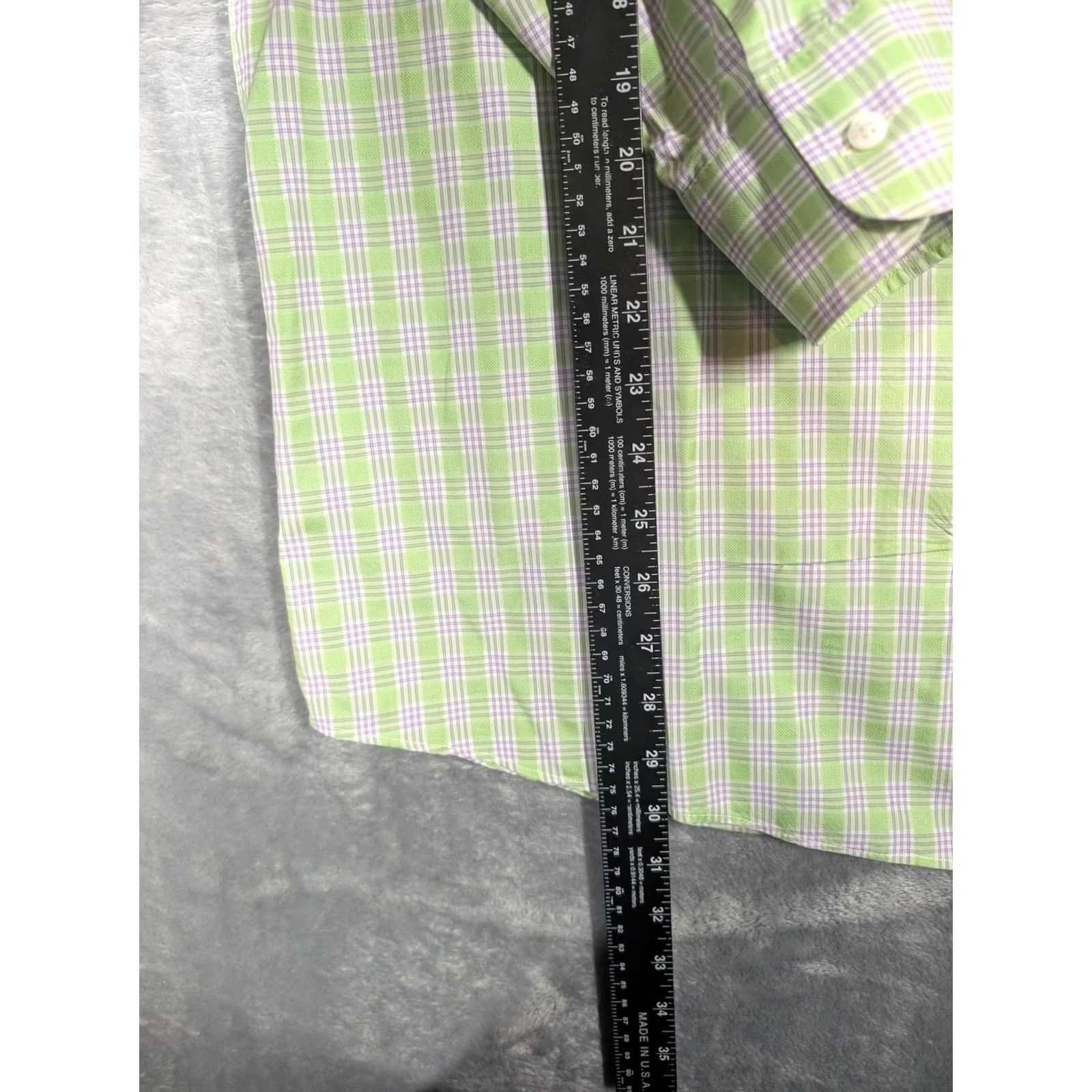 Vintage Gitman Gold Dress Shirt Mens Large Green Plaid Button-Down Long Sleeve Made USA Regular Fit Mens Large Green Plaid Shirt Size 42R - 2 Thumbnail