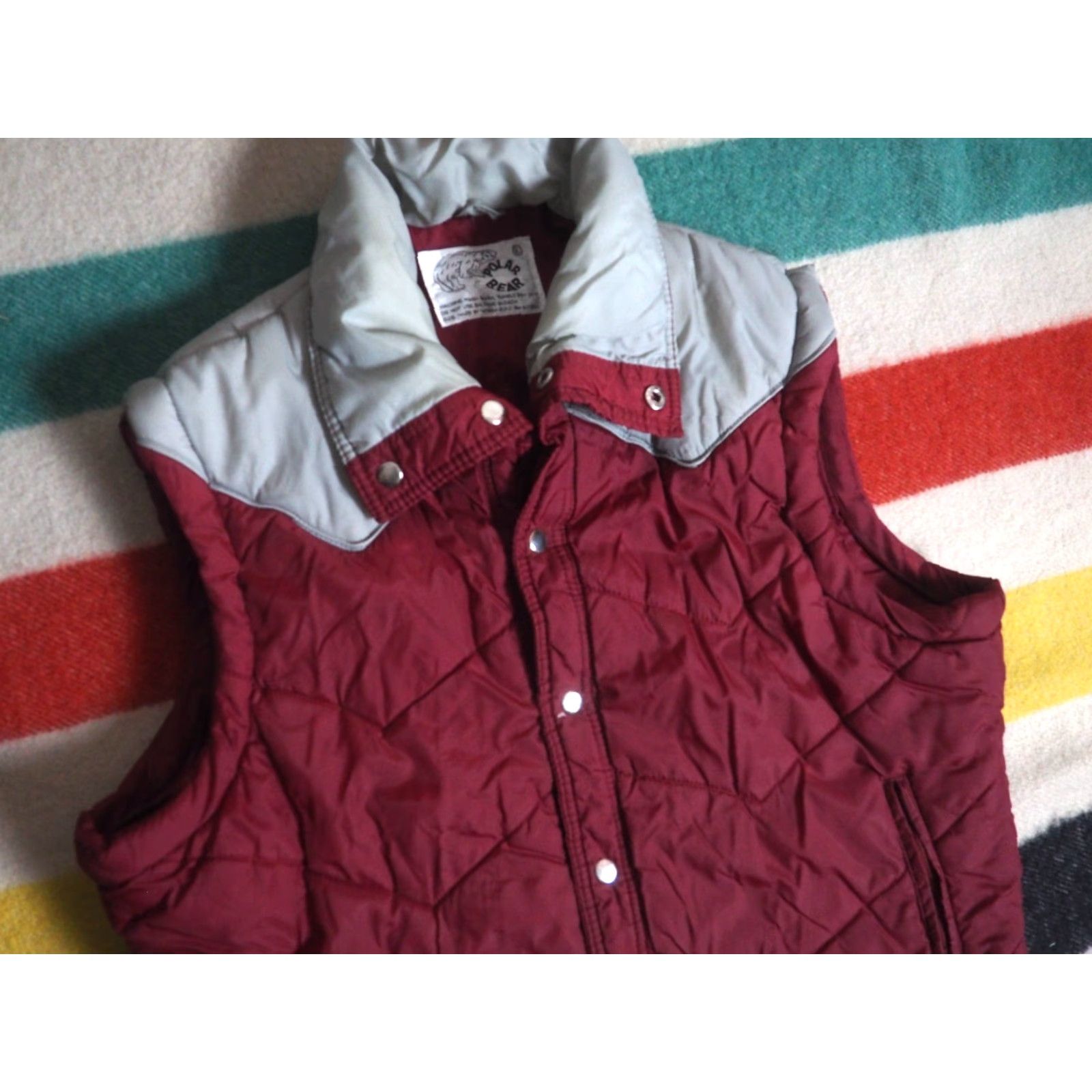 Vintage VINTAGE Polar Bear Vest L Men Red Snap Pocket Quilted 70s 80s Ski Puffer Bodywarmer Insulated Wool? Size US L / EU 52-54 / 3 - 3 Thumbnail