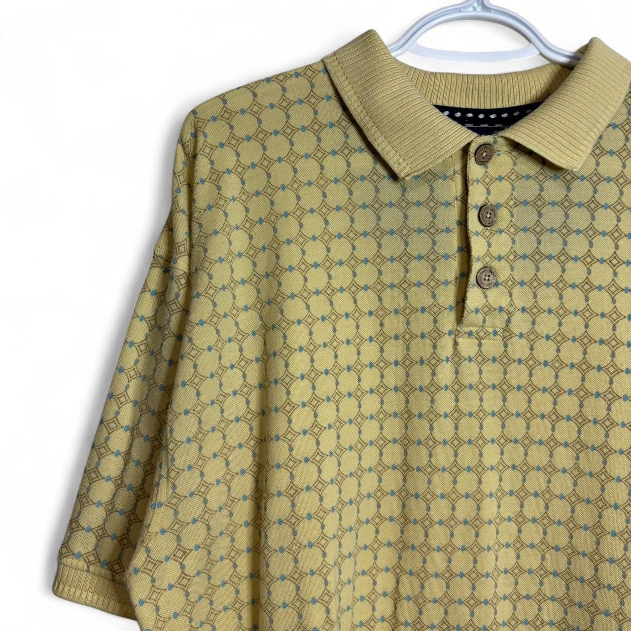 Vintage Vintage Patterned Yellow Oversize Polo Shirt - L Size US L / EU 52-54 / 3 - 2 Thumbnail