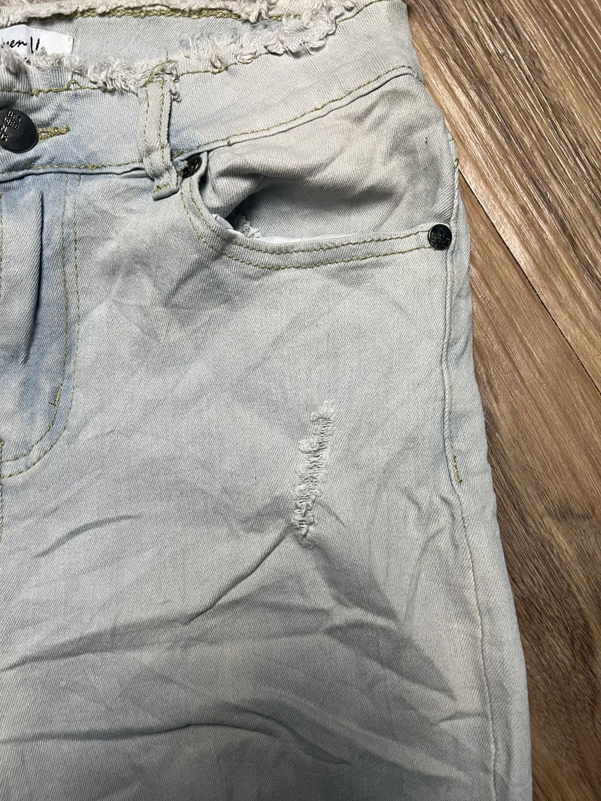 Beauty Beast Groovy Distressed Light Wash Bell Bottom Flare Jeans (41) Size 26" / US 2 / IT 38 - 8 Thumbnail