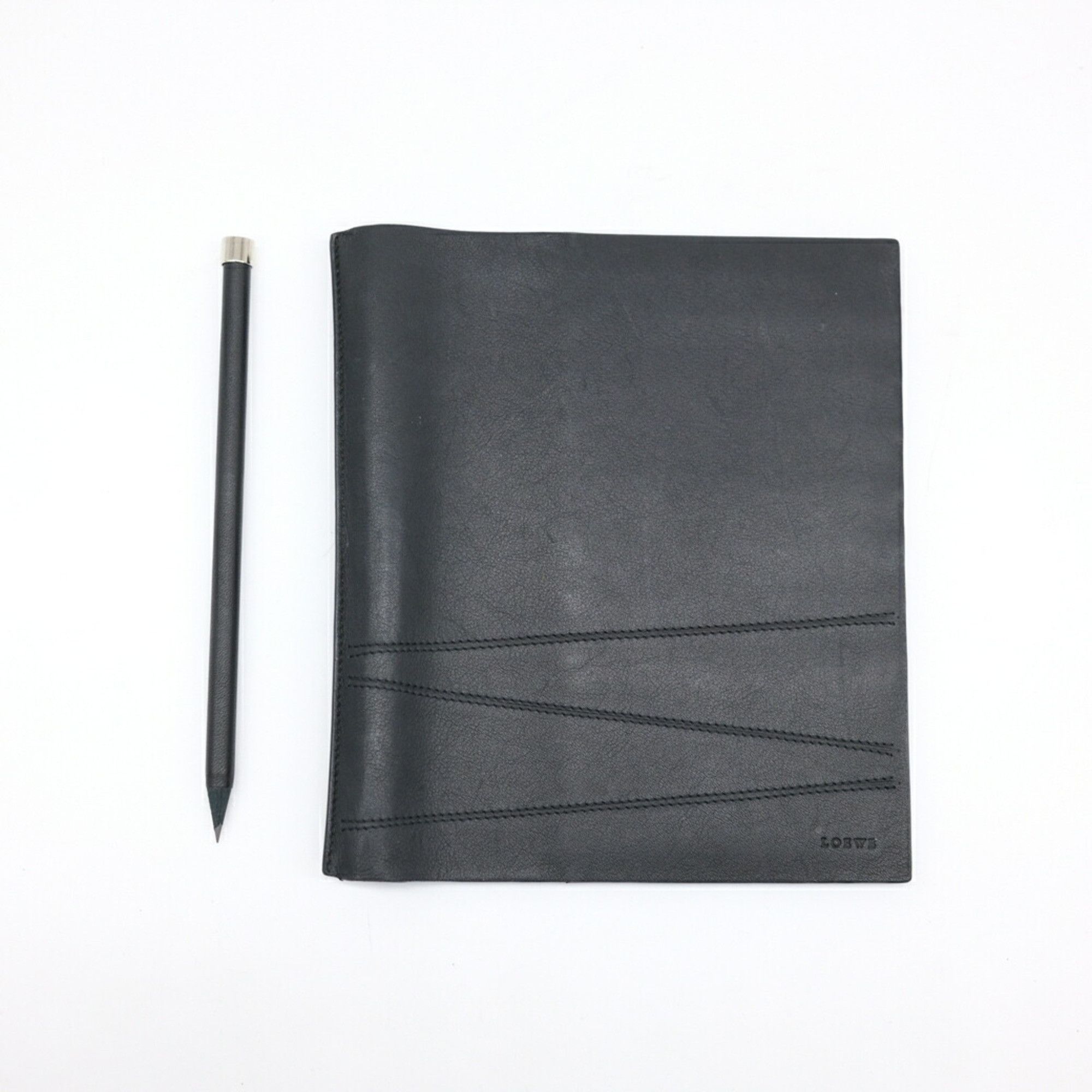 image of Loewe Notebook Case, Leather, Black, With Dedicated Pencil, Women's