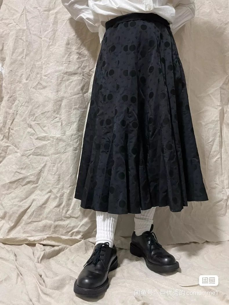 Comme des Garcons Comme Des Garcons size M Black polka-dot trefoil jacquard Size 24" / US 00 / IT 34 - 9 Thumbnail