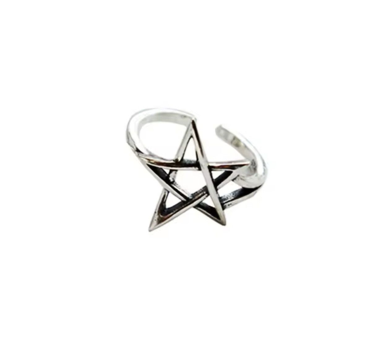 Jewelry 925 Sterling Silver Retro Stars Women's Ring Size ONE SIZE - 5 Thumbnail