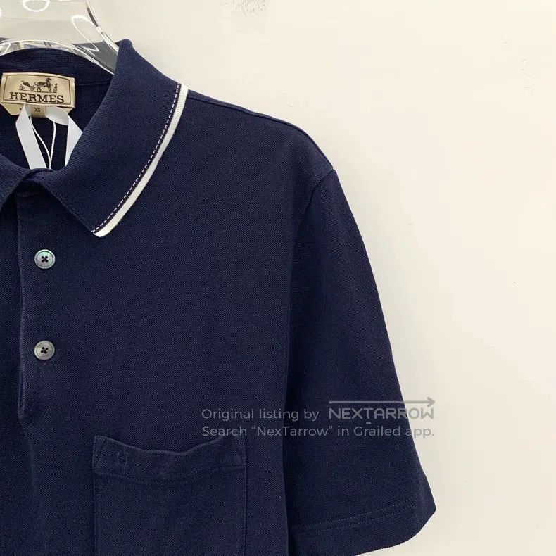 Hermes Hermes Navy blue cotton short-sleeved polo shirt Size US XS / EU 42 / 0 - 3 Thumbnail
