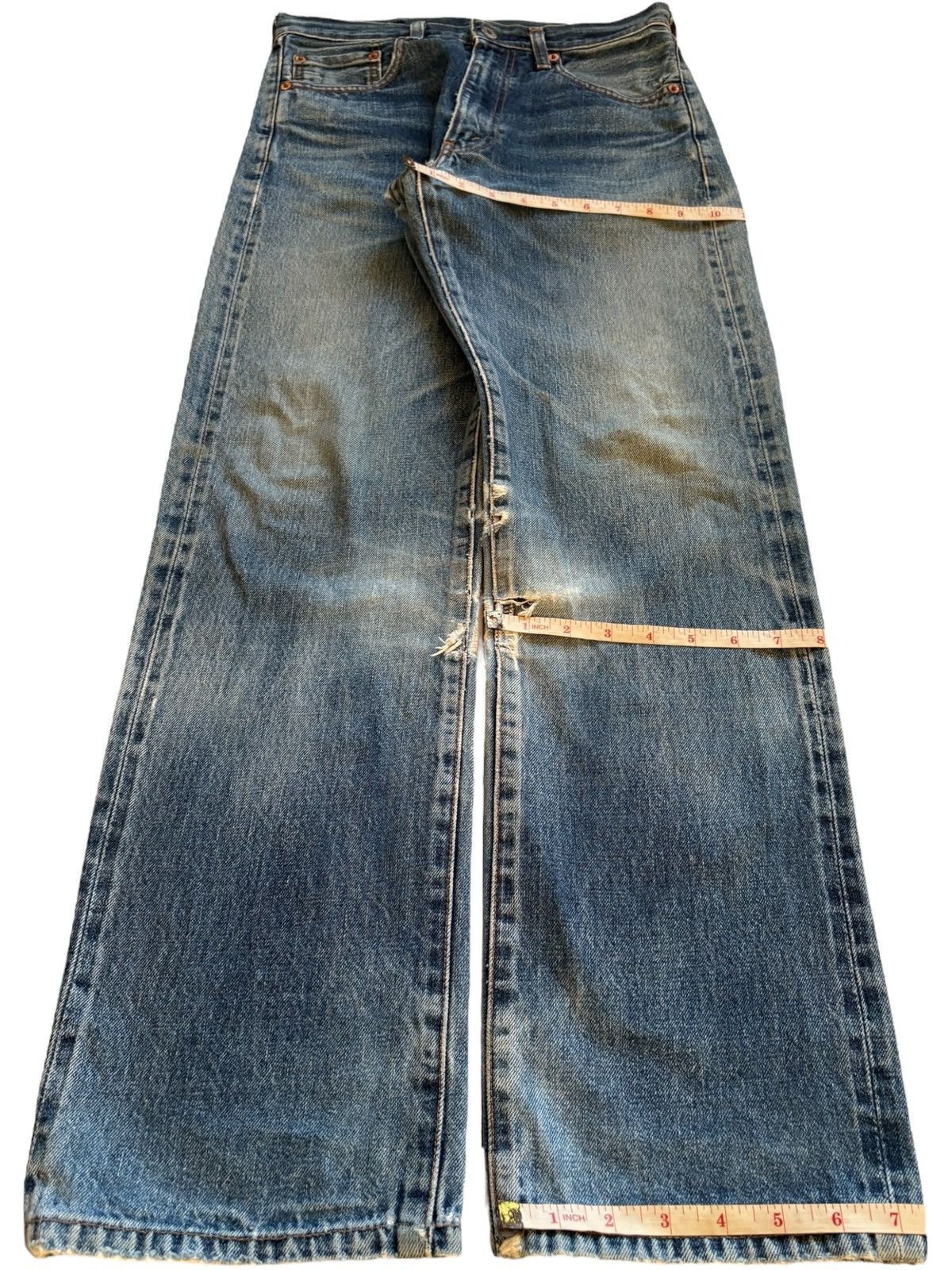 Levi's Vintage 80s Levis 502 Big E Selvedge Mud Wash Distress Jeans Size US 28 / EU 44 - 16 Thumbnail