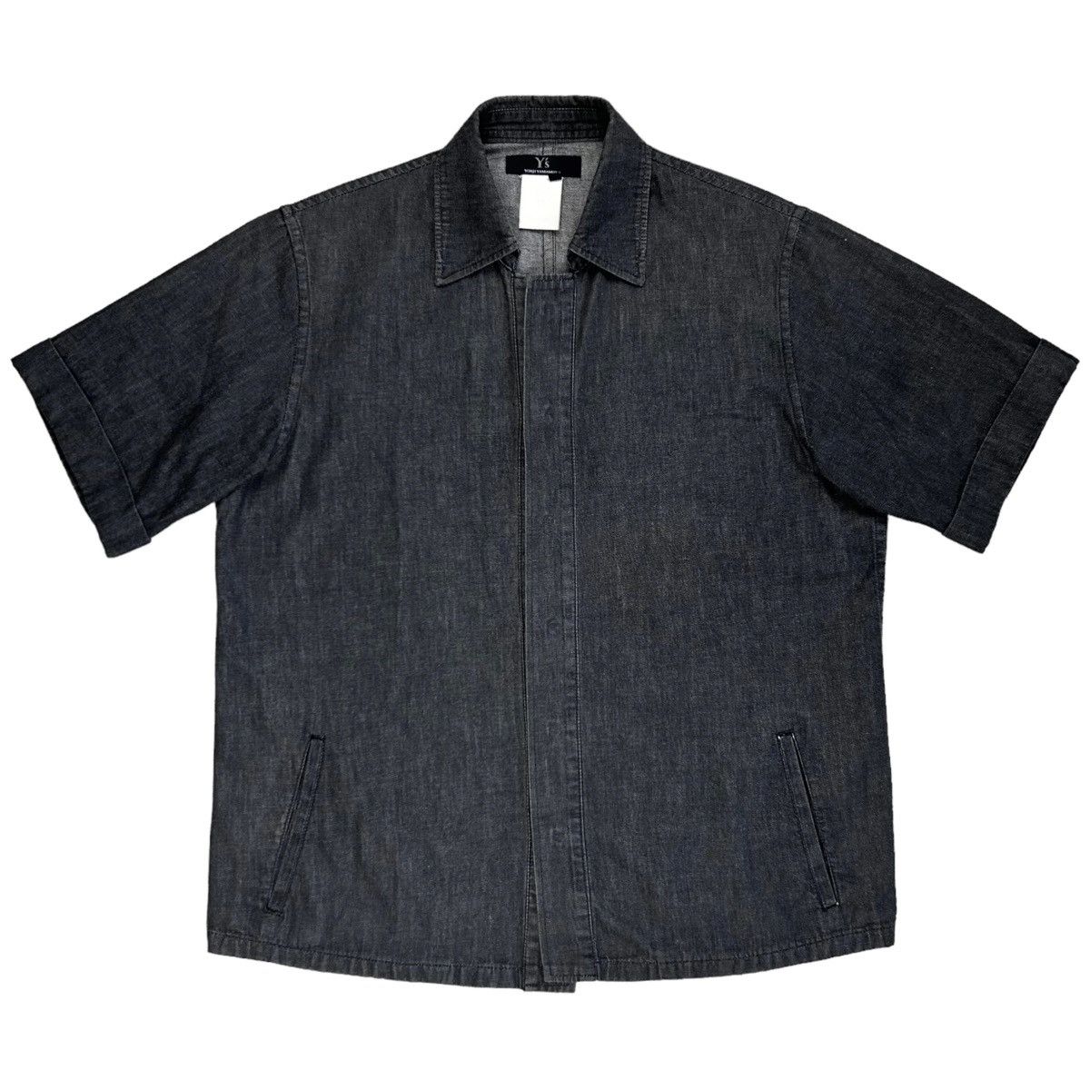 image of YS Yamamoto Y‘S By Yohji Yamamoto Short Snap Button Work Shirt in Washed Gray, Men's (Size Small)