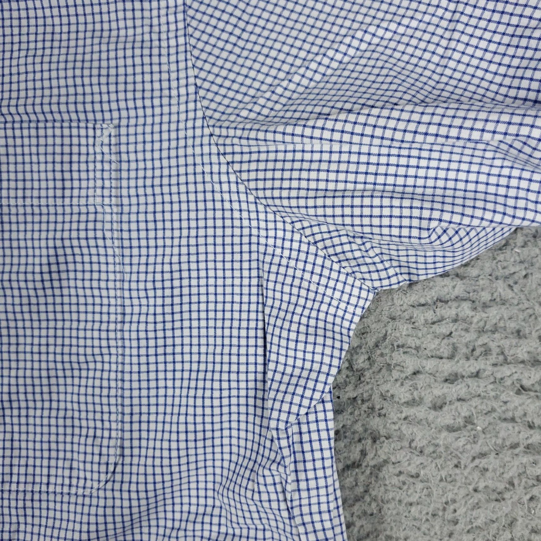 Tommy Hilfiger Tommy Hilfiger Dress Shirt Mens 16 Blue Check Long Sleeve Button Up Collar 100% Cotton Classic Style Mens Large Blue Size 42R - 4 Thumbnail