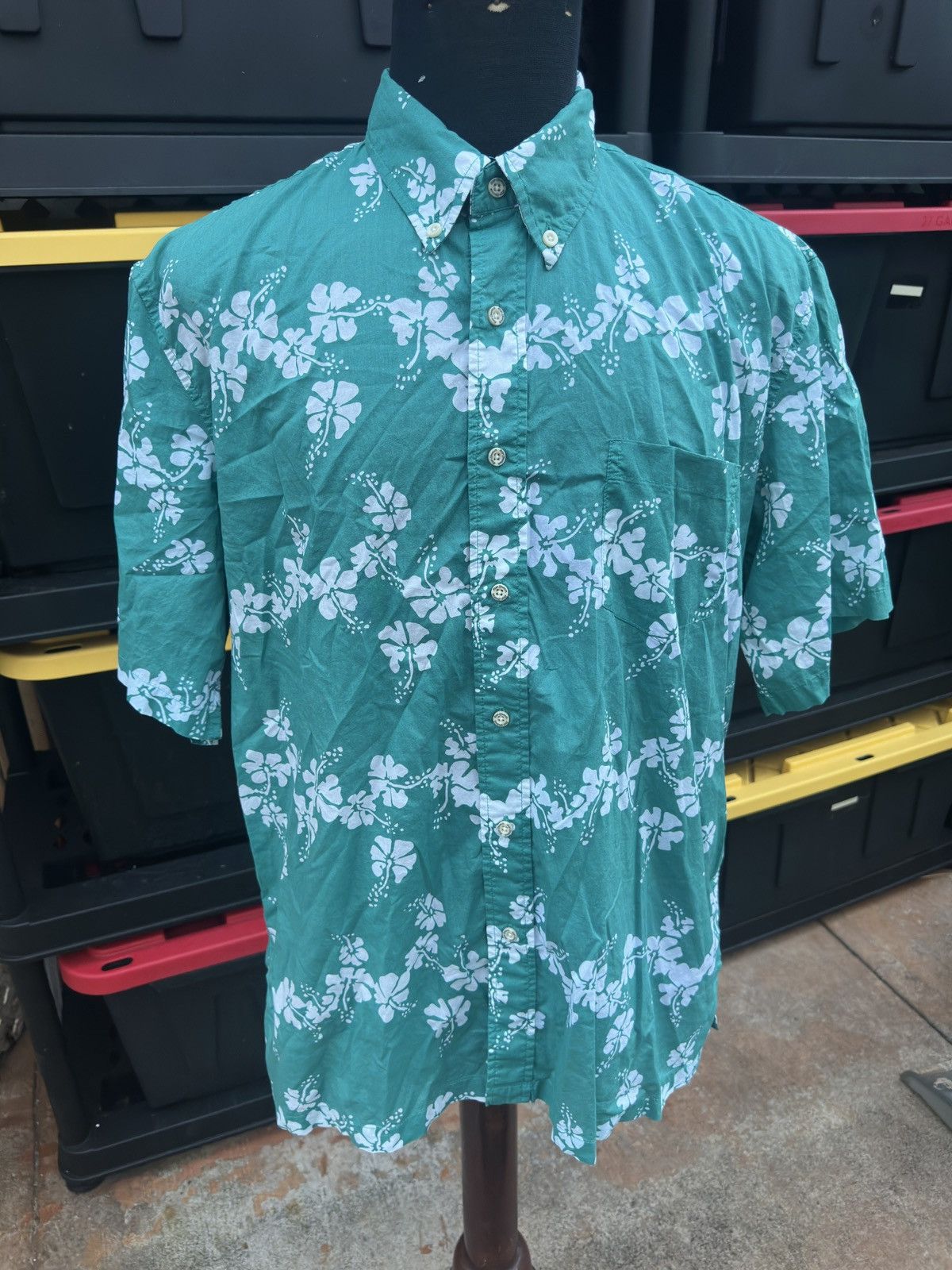 Reyn Spooner PreOwned Reyn Spooner Green Hawaiian Print Men's L Size US L / EU 52-54 / 3 - 1 Thumbnail