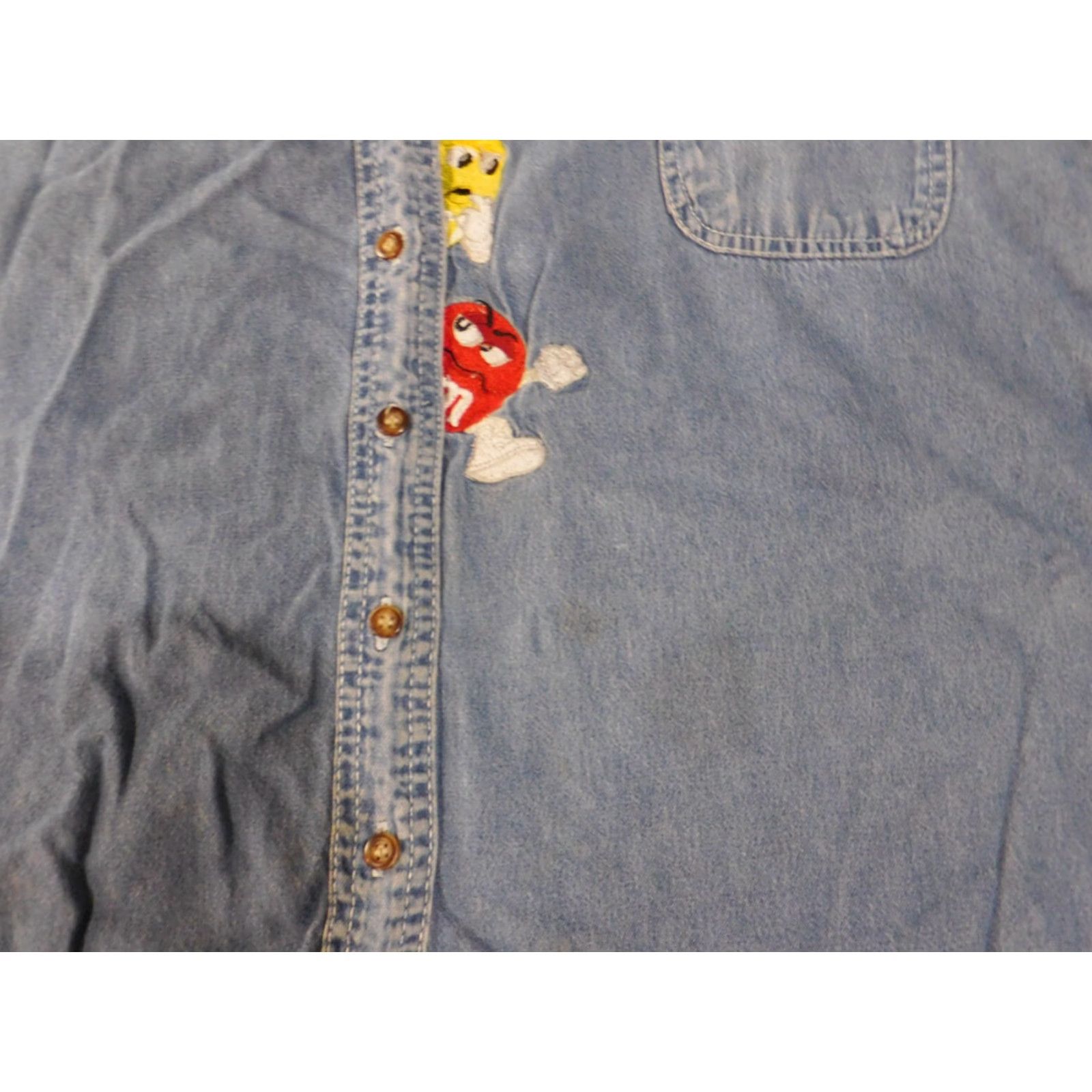 Denime M&M Shirt XL Mens Denim Embroidered Blue Button-Up Long Sleeve Corduroy Vintage? No Size US XL / EU 56 / 4 - 4 Thumbnail