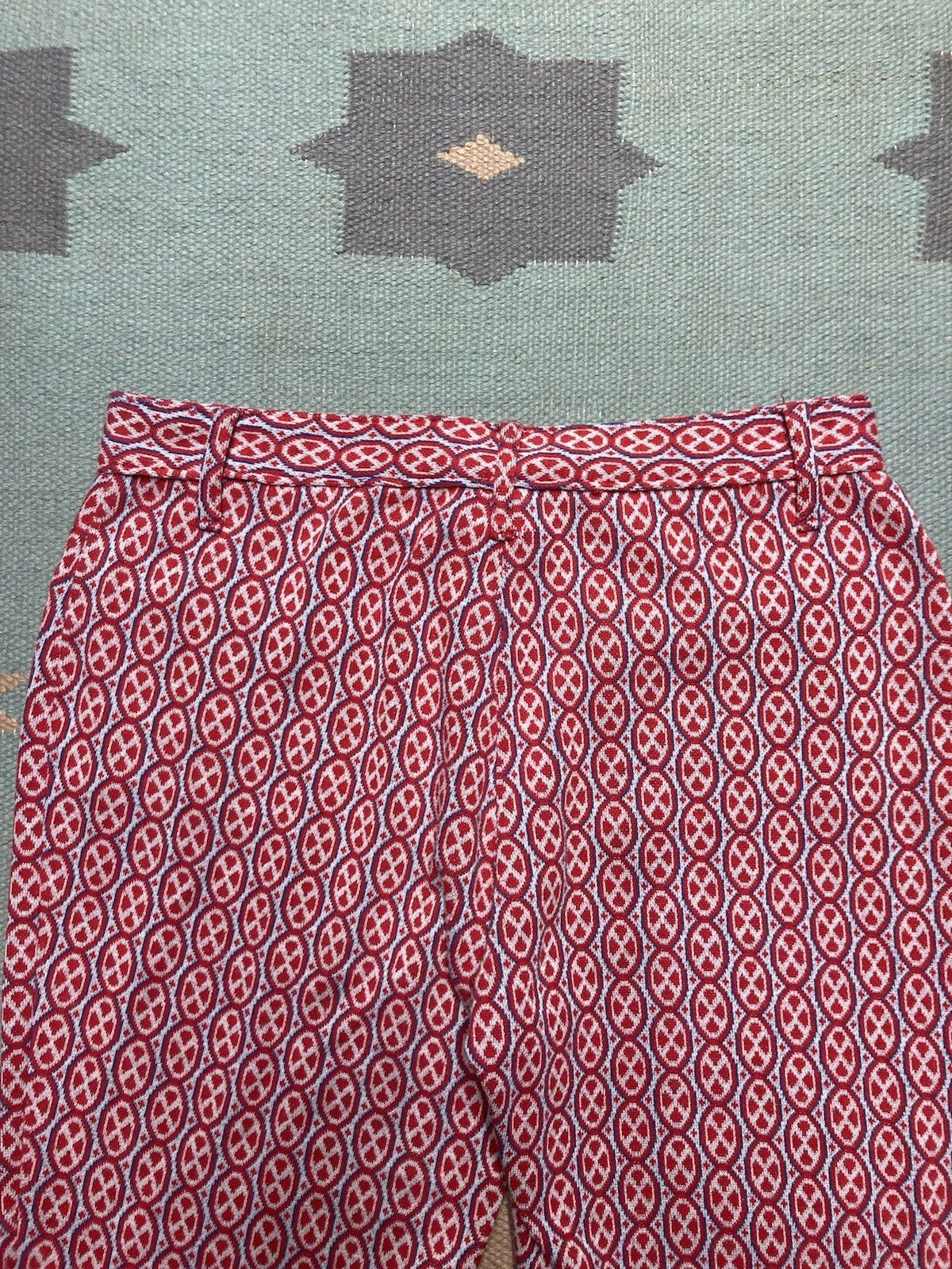 Vintage 70s flare leg bell bottom pants psychedelic knit 28x28 Size 28" / US 6 / IT 42 - 9 Thumbnail