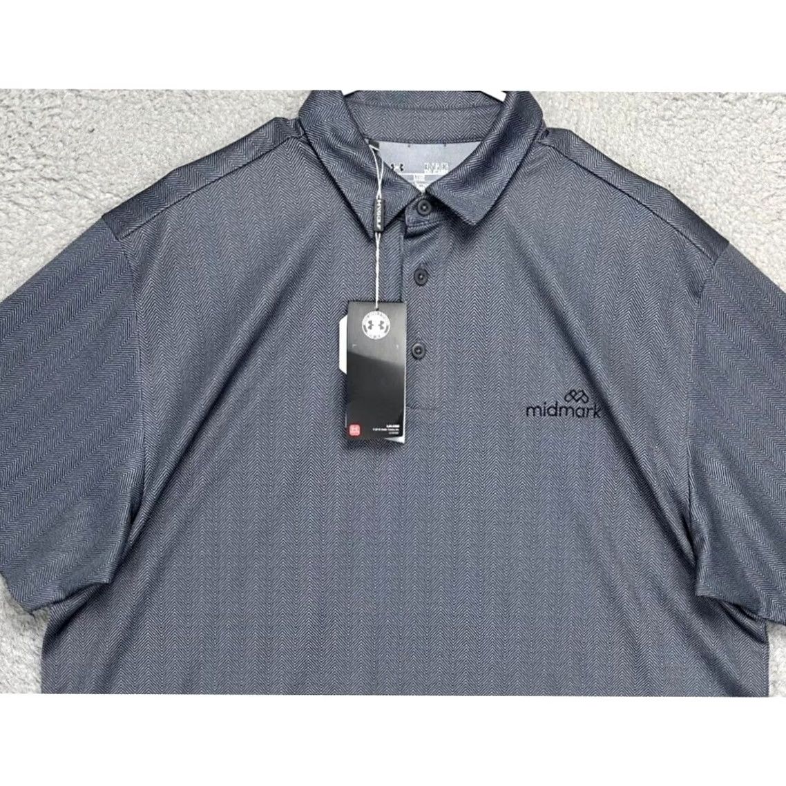 Under Armour Under Armour Heat Gear Polo Shirt Mens XL Grey Herringbone Rugby Stretch Polo Adult Short Sleeve New Size US XL / EU 56 / 4 - 2 Thumbnail