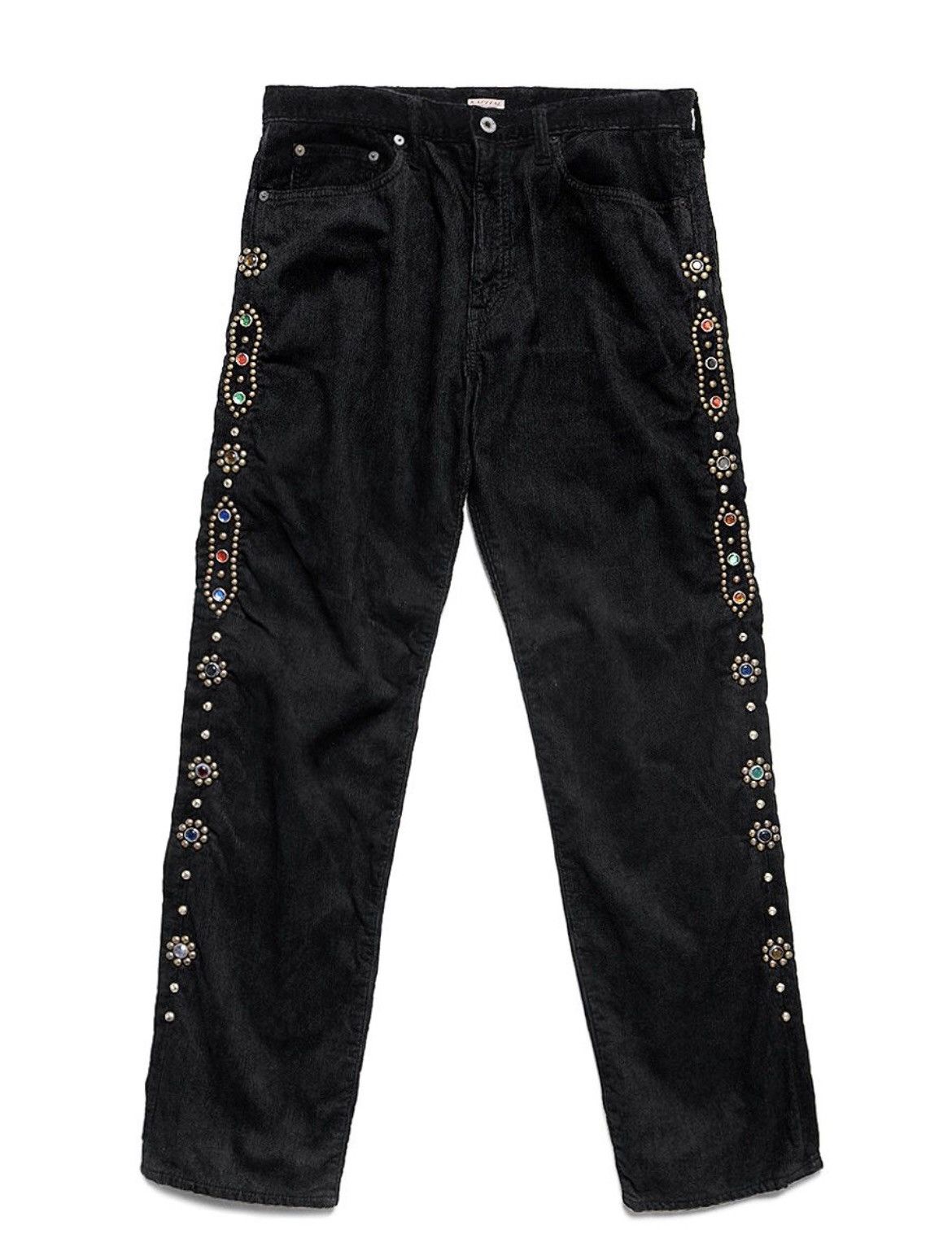 image of Kapital Gemstone Studded Corduroy Pants in Black, Men's (Size 30)