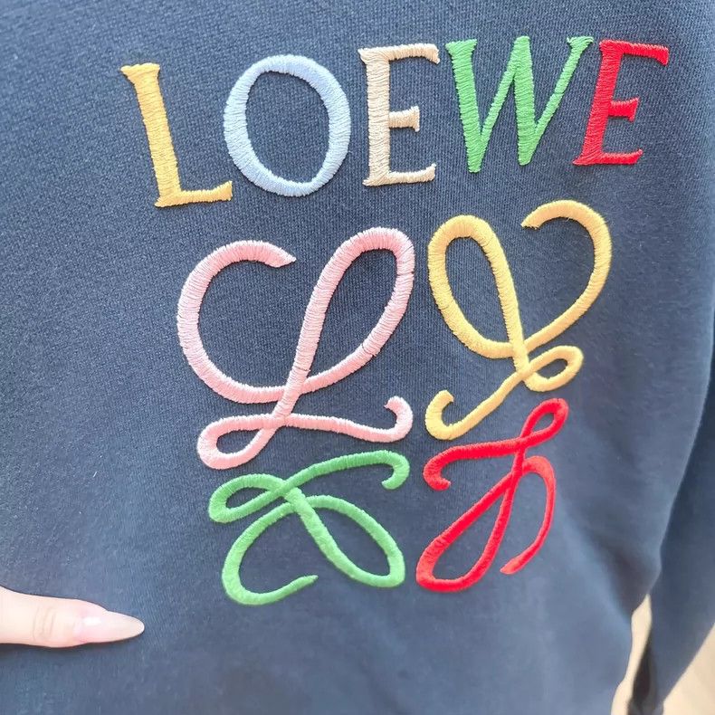 Loewe LOEWE Colorful embroidered logo dark blue round collar hoo Size XS / US 0-2 / IT 36-38 - 8 Thumbnail