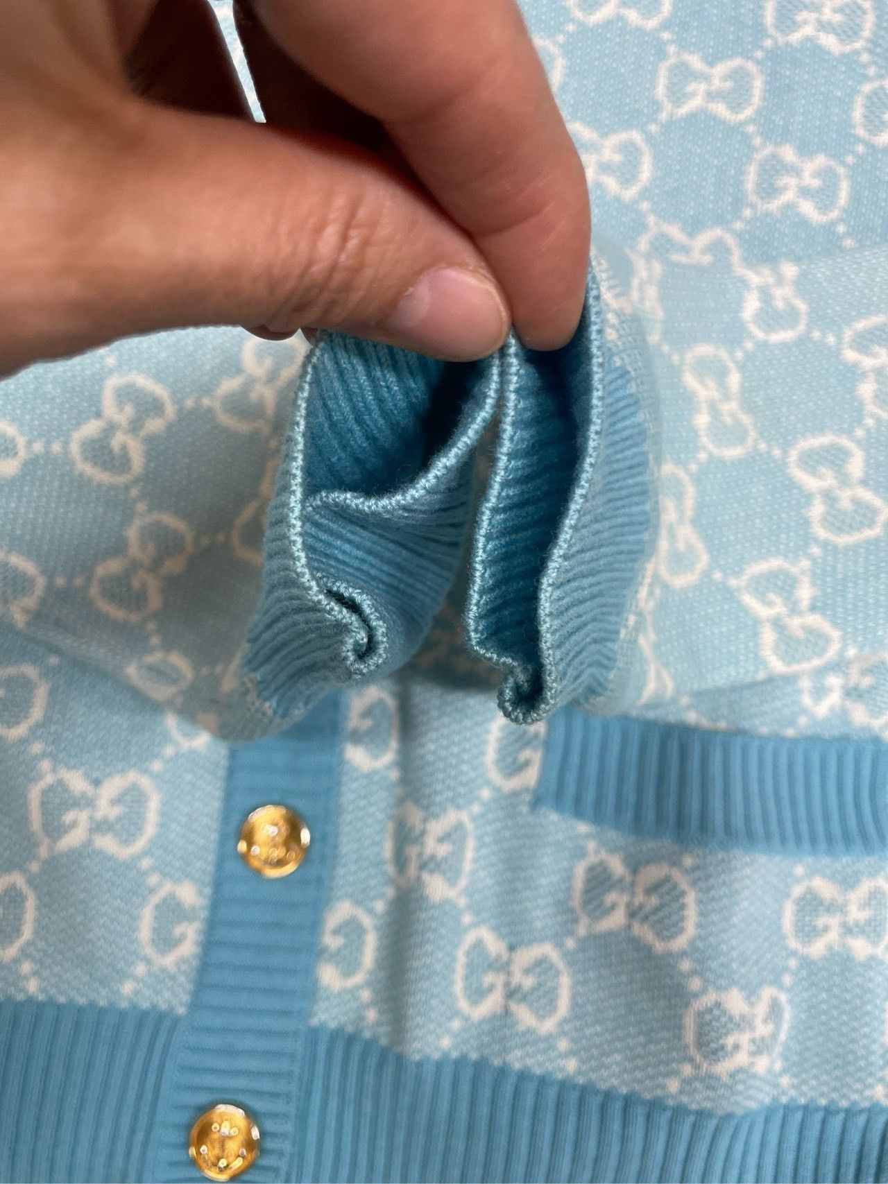 Gucci Gucci Blue full-print gold button cardigan sweater 2501-Nex Size US XS / EU 42 / 0 - 5 Thumbnail