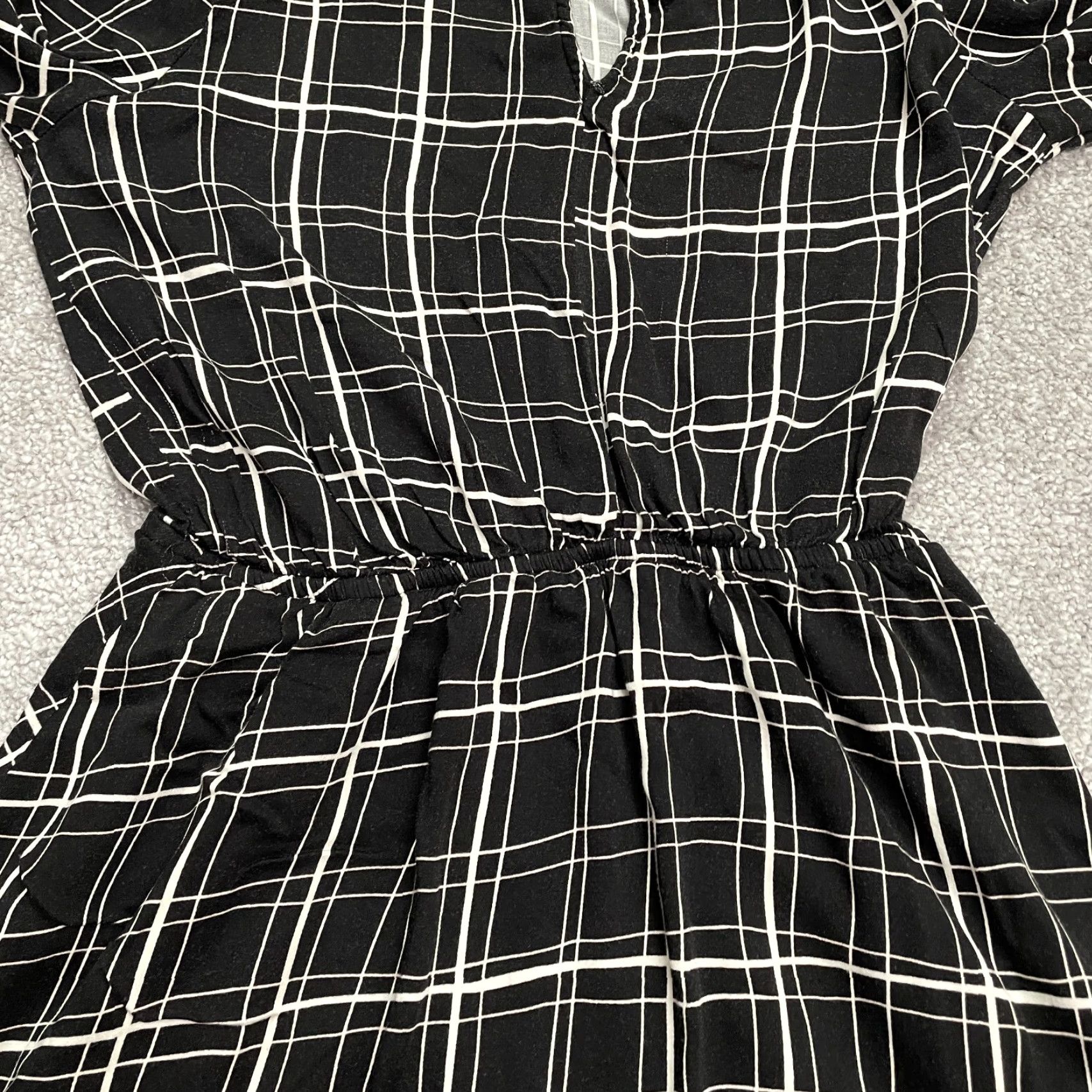 AQUA Aqua A-Line Dress Womens S Black White Plaid Long Sleeve Knit Rayon Spandex Elastic Waist Knee Length Vintage No Size S / US 4 / IT 40 - 5 Thumbnail