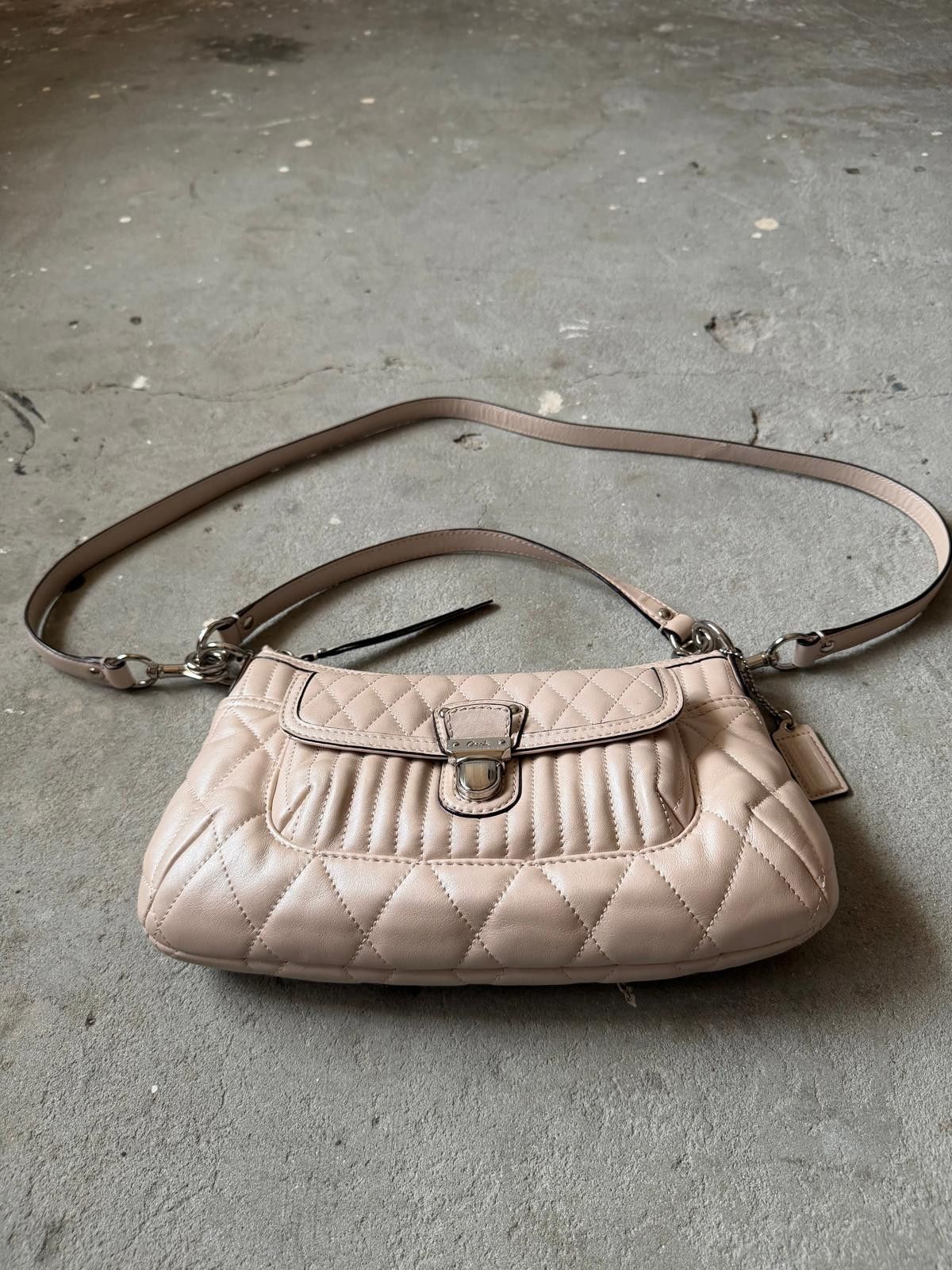 Coach Coach 2Way Leather Quilted Shoulder Bag Cream Size ONE SIZE - 3 Thumbnail