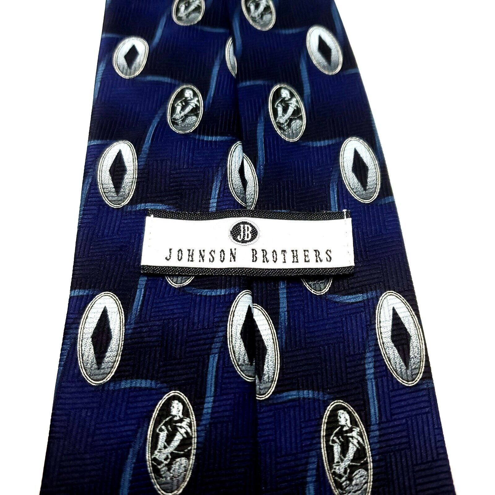 Vintage Johnson Brothers Polyester Tie Blue Geometric Size ONE SIZE - 3 Thumbnail