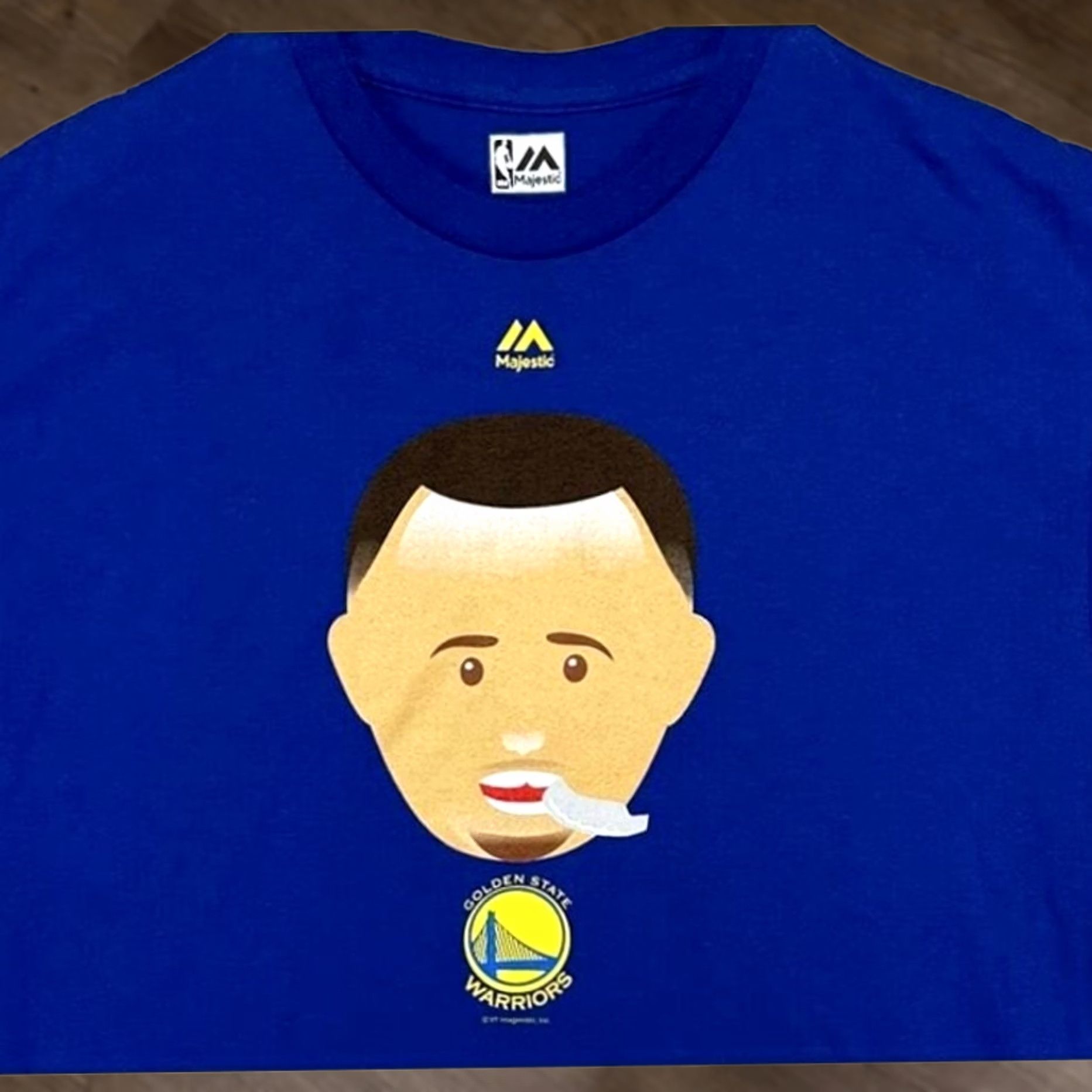 NBA Steph Curry T-Shirt Adult Large Blue NBA Golden State Warrior Mens Majestic NEW Size US L / EU 52-54 / 3 - 1 Thumbnail