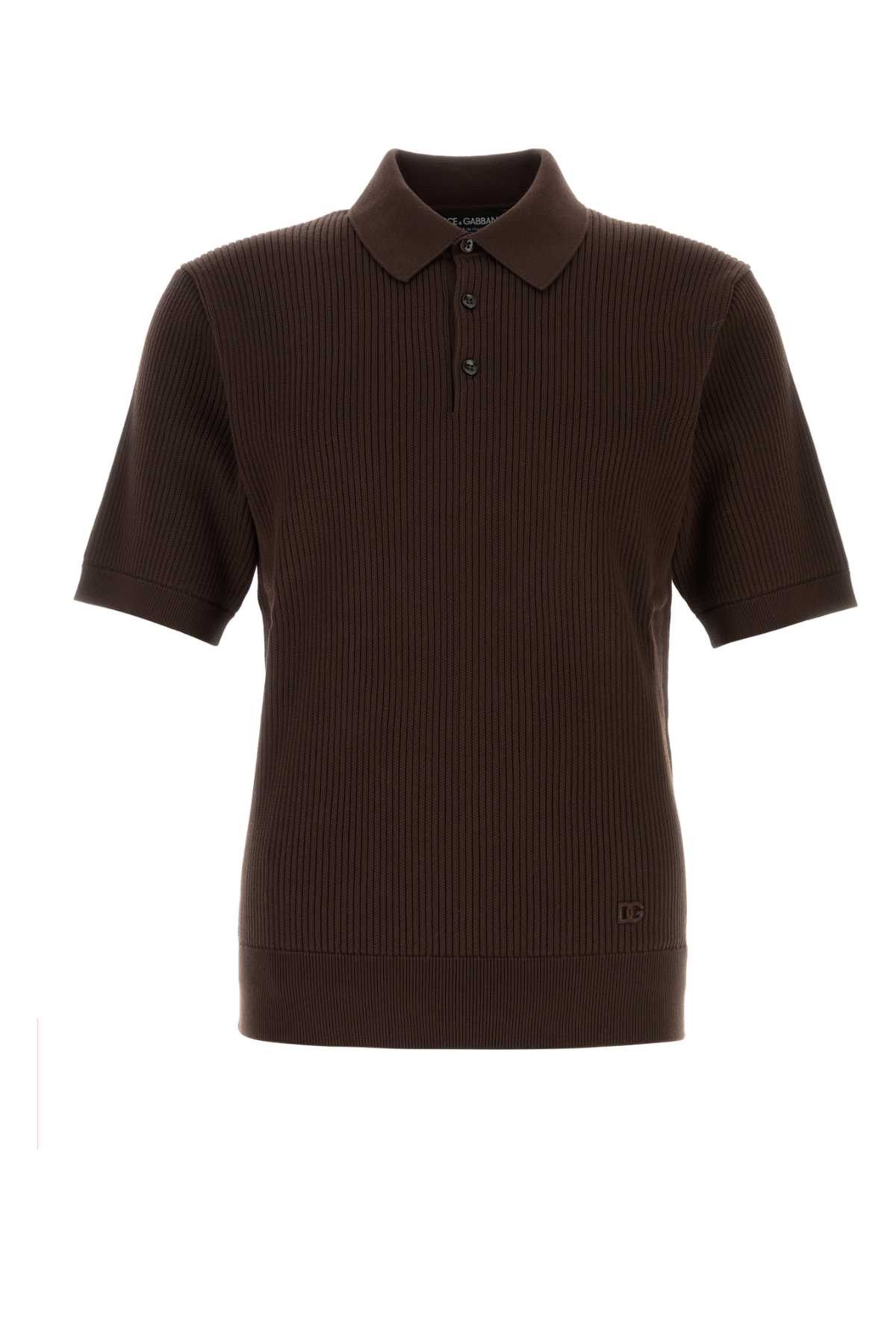 Dark Brown Cotton Polo Shirt, Men's (Size M)